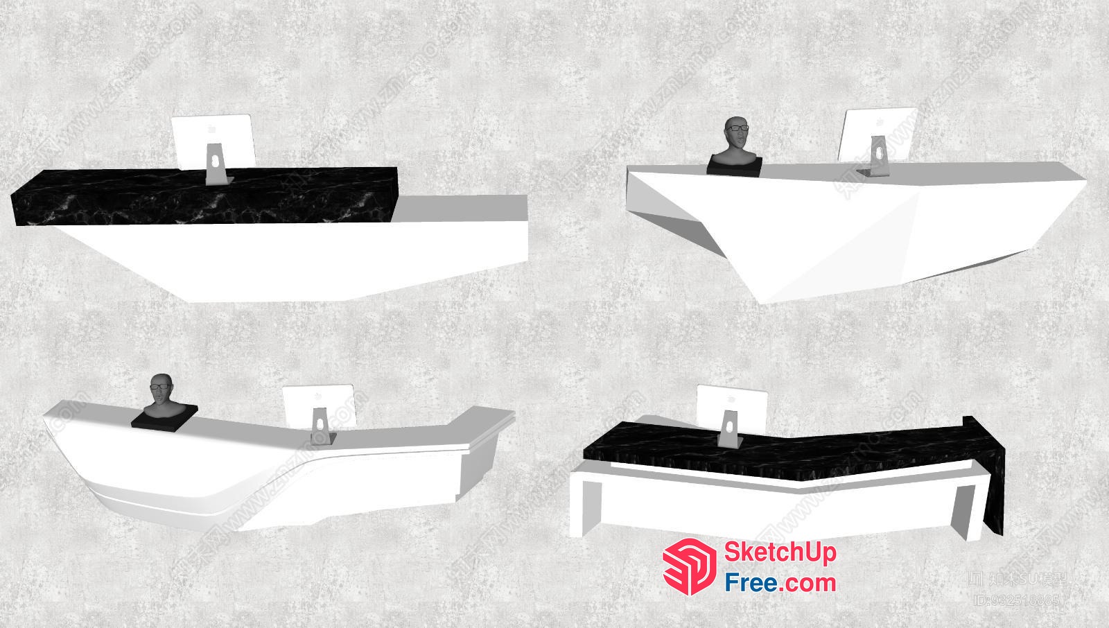 Modern Reception Desk With Marble Top 3D SketchUp File