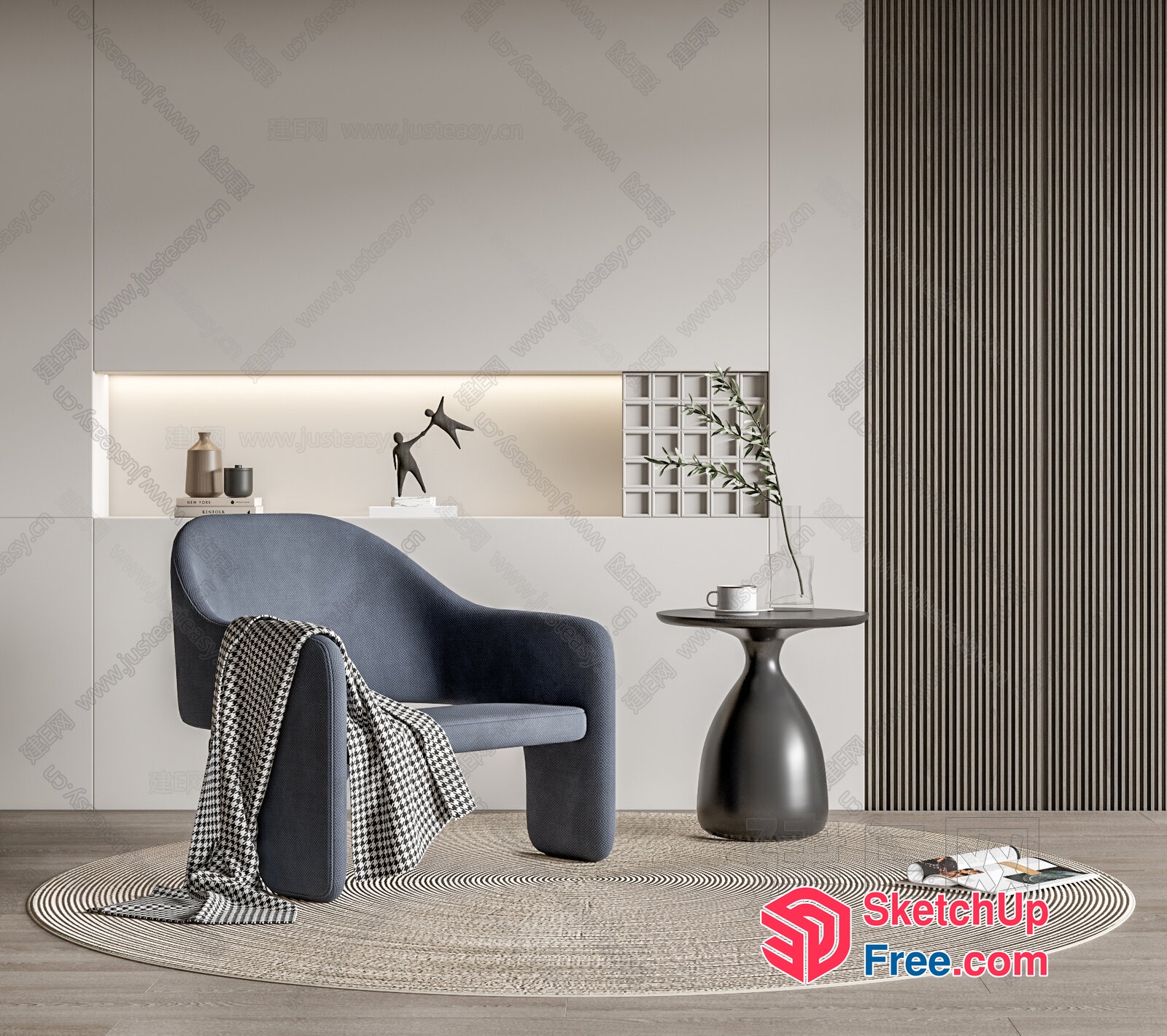 Modern Minimalist Living Room With Elegant Furniture 3D SketchUp File