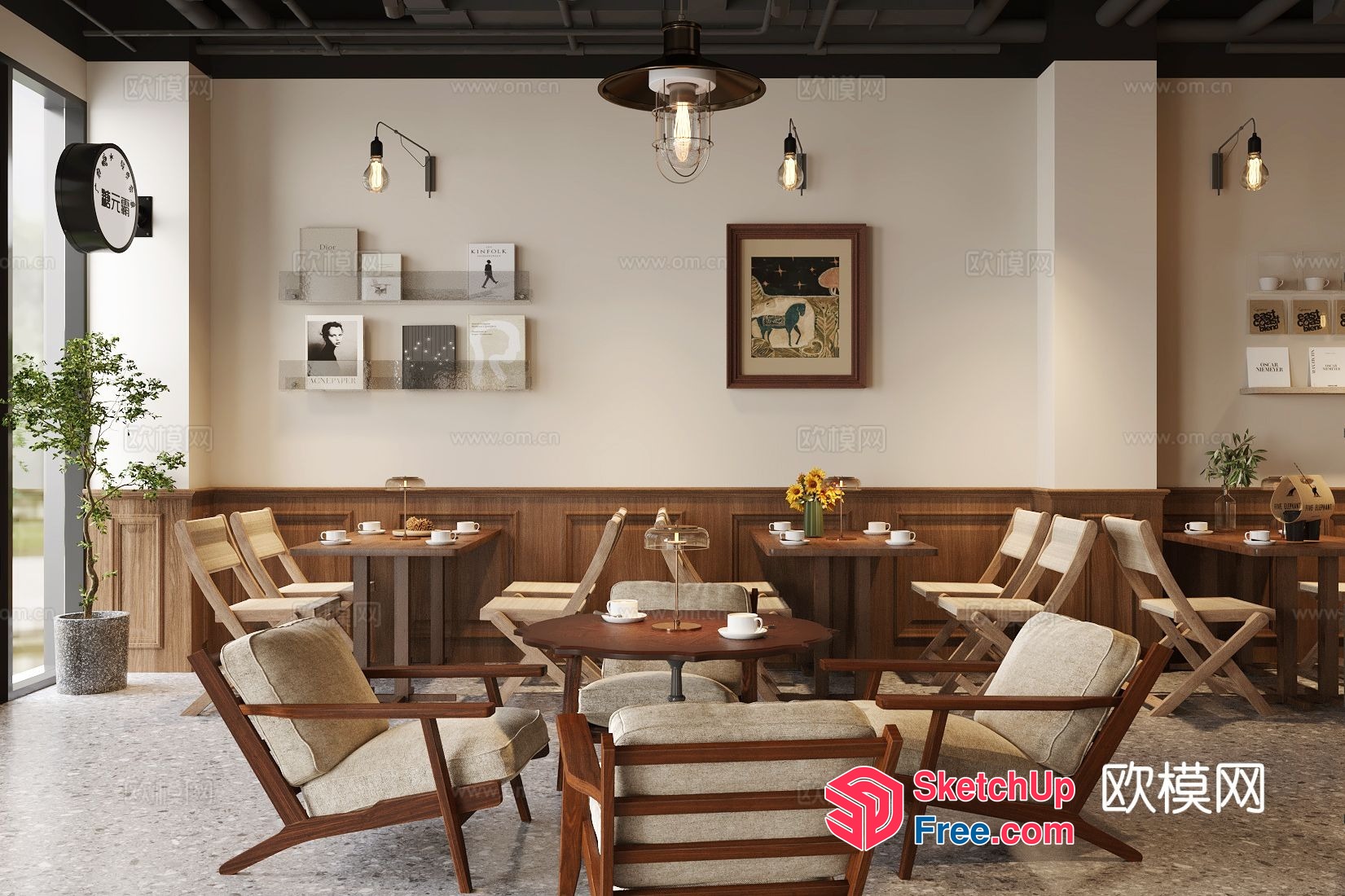 Modern And Cozy Coffee Shop Interior 3D SketchUp File