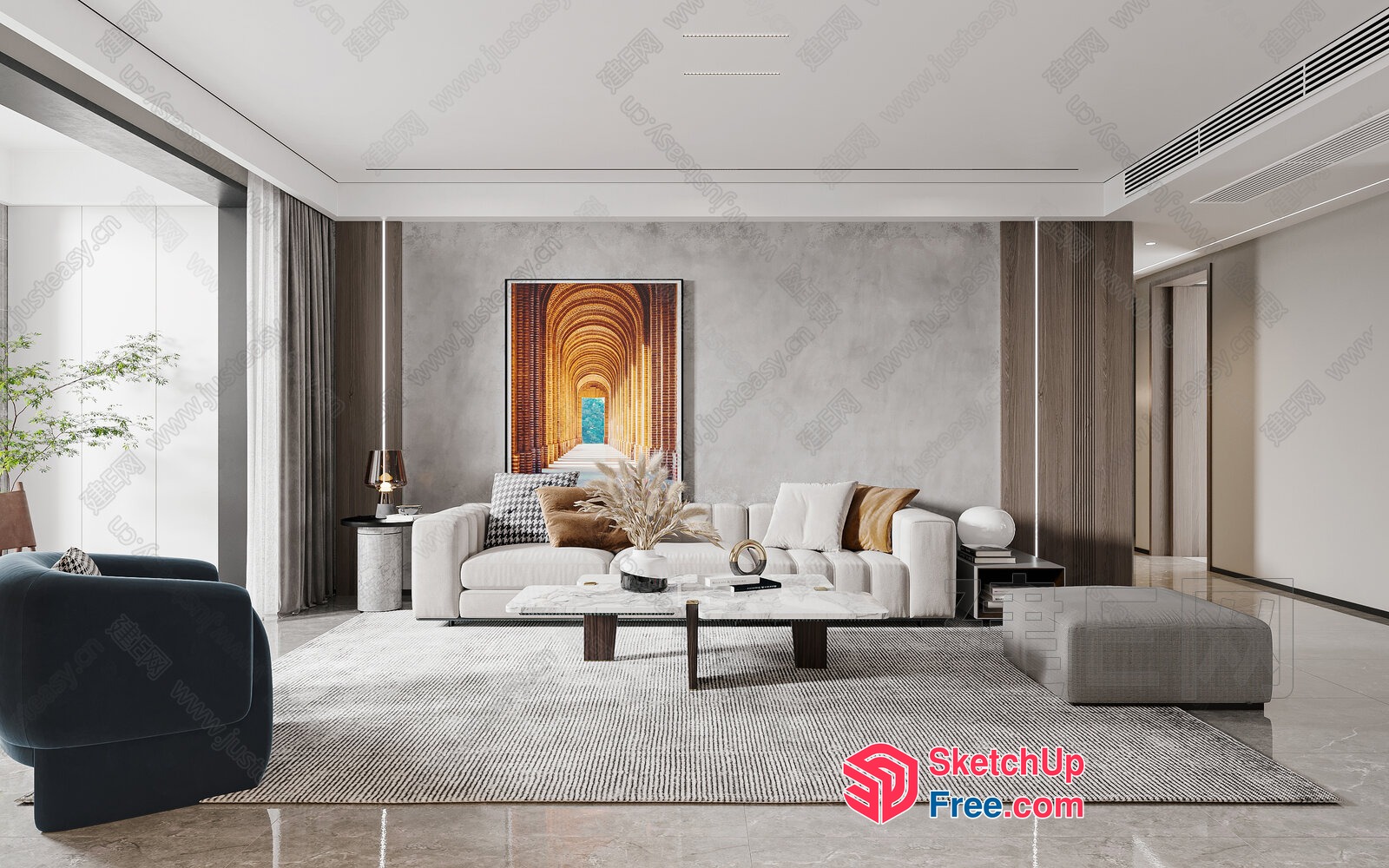 Modern Living Room With Elegant And Sophisticated Decor 3D SketchUp File