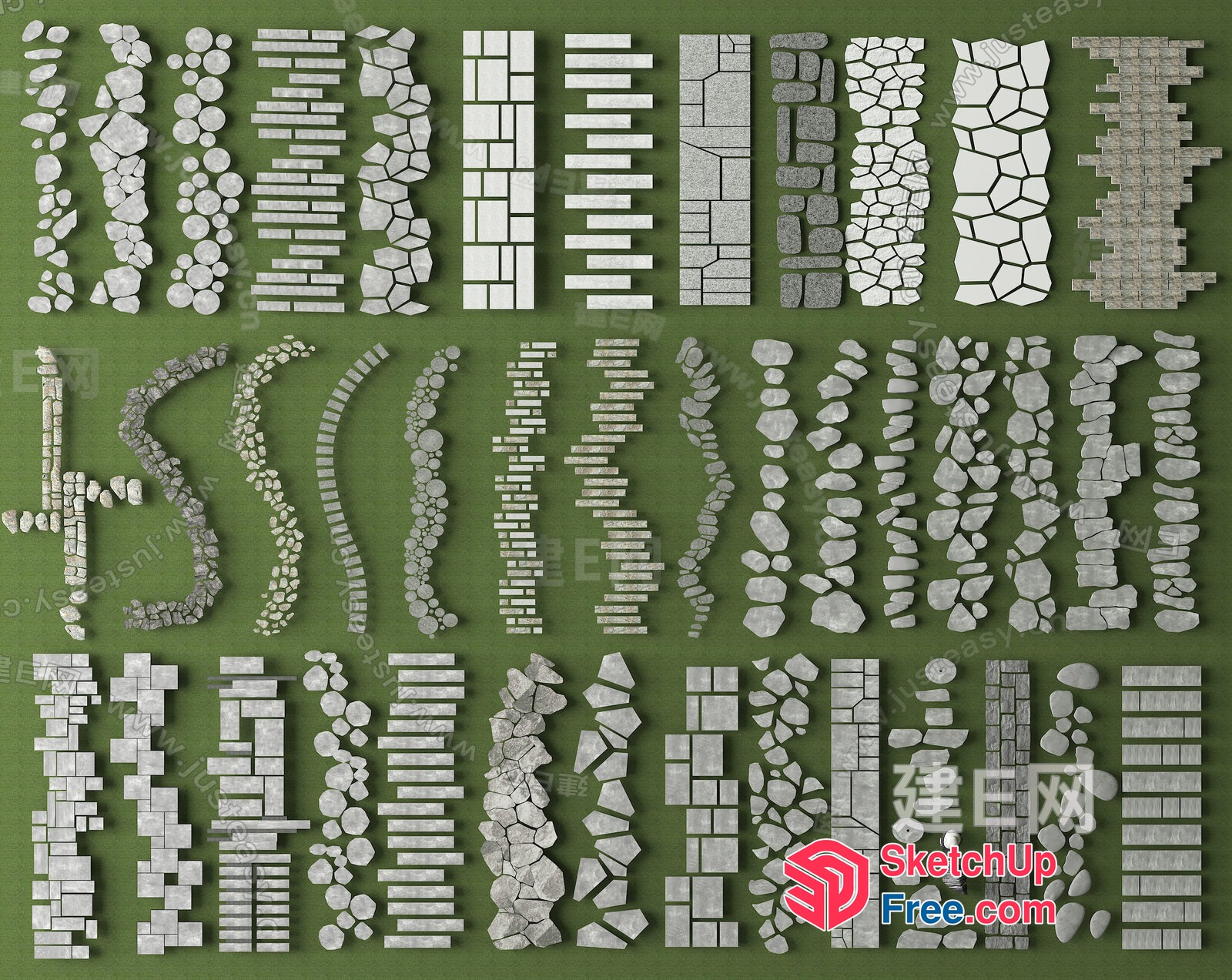 Paving Stone Patterns And Shapes 3D SketchUp File