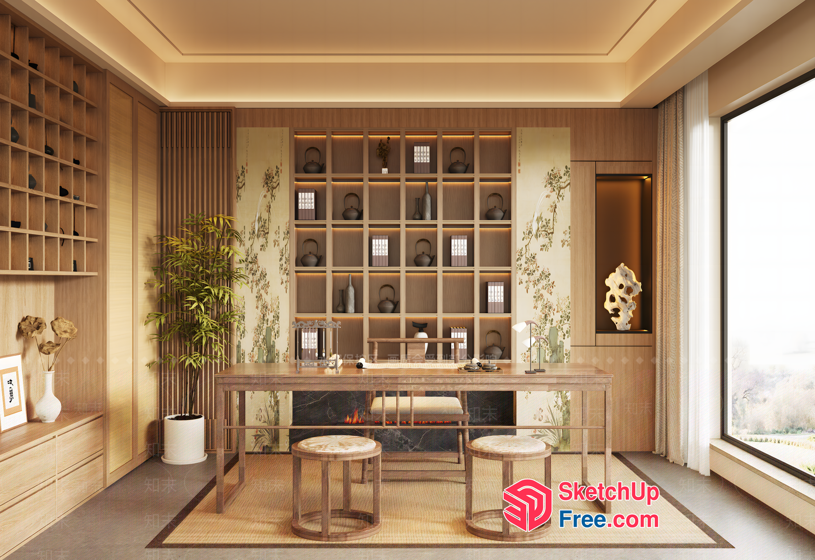 Japanese-Style Interior With Minimalist Decor And Natural Elements 3D SketchUp File