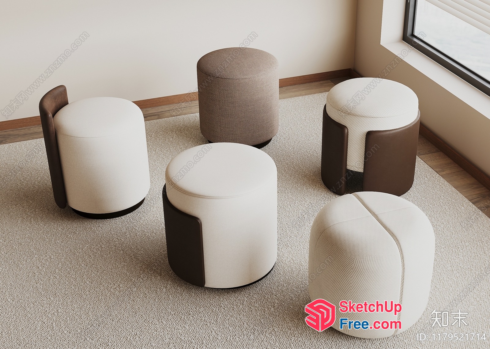 Modern Minimalist Living Room Furniture Set 3D SketchUp File