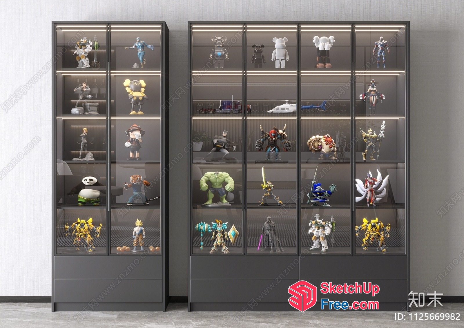 Display Cabinets With Led Lighting And Glass Doors 3D SketchUp File