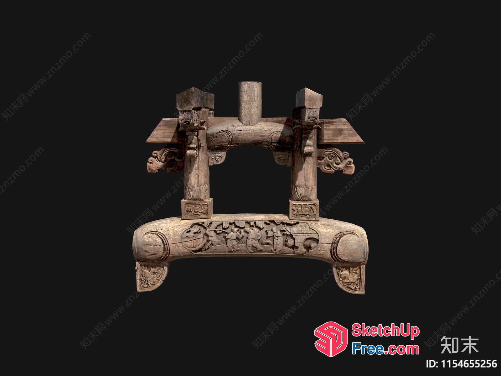 Carved Pillar And Railing 3D SketchUp File