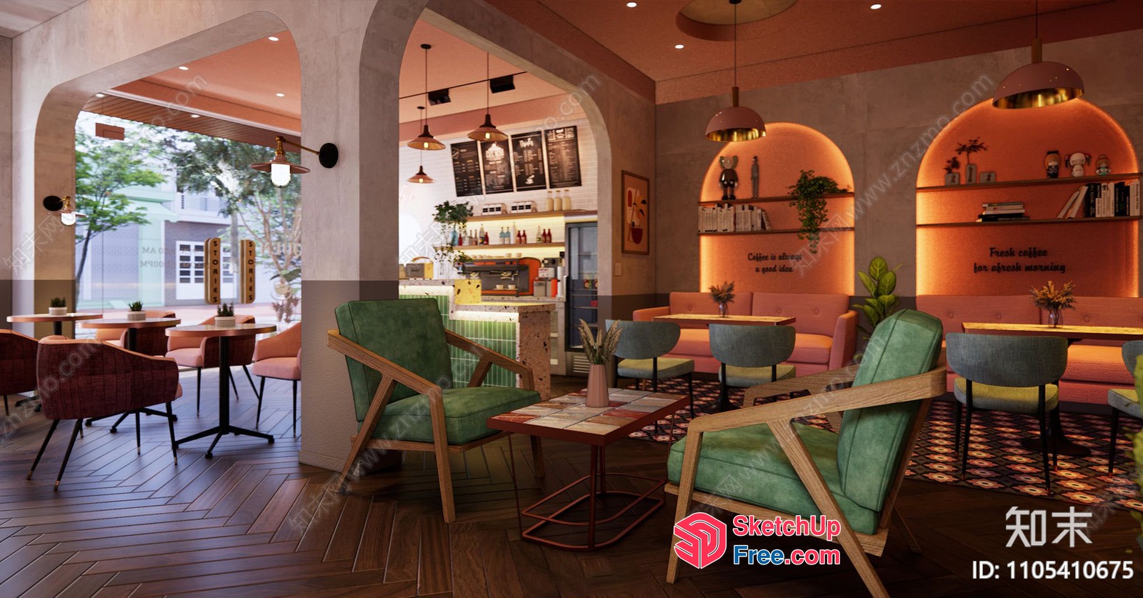 Cozy Modern Coffee Shop Interior 3D SketchUp File