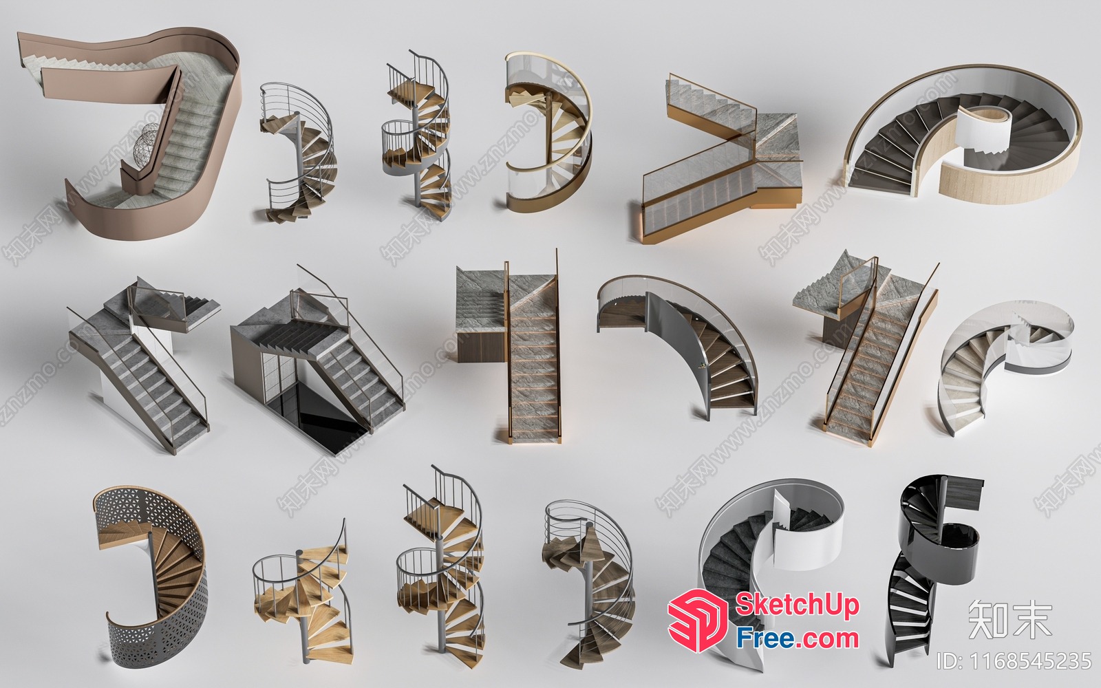 Staircases With Modern Design And Various Materials 3D SketchUp File