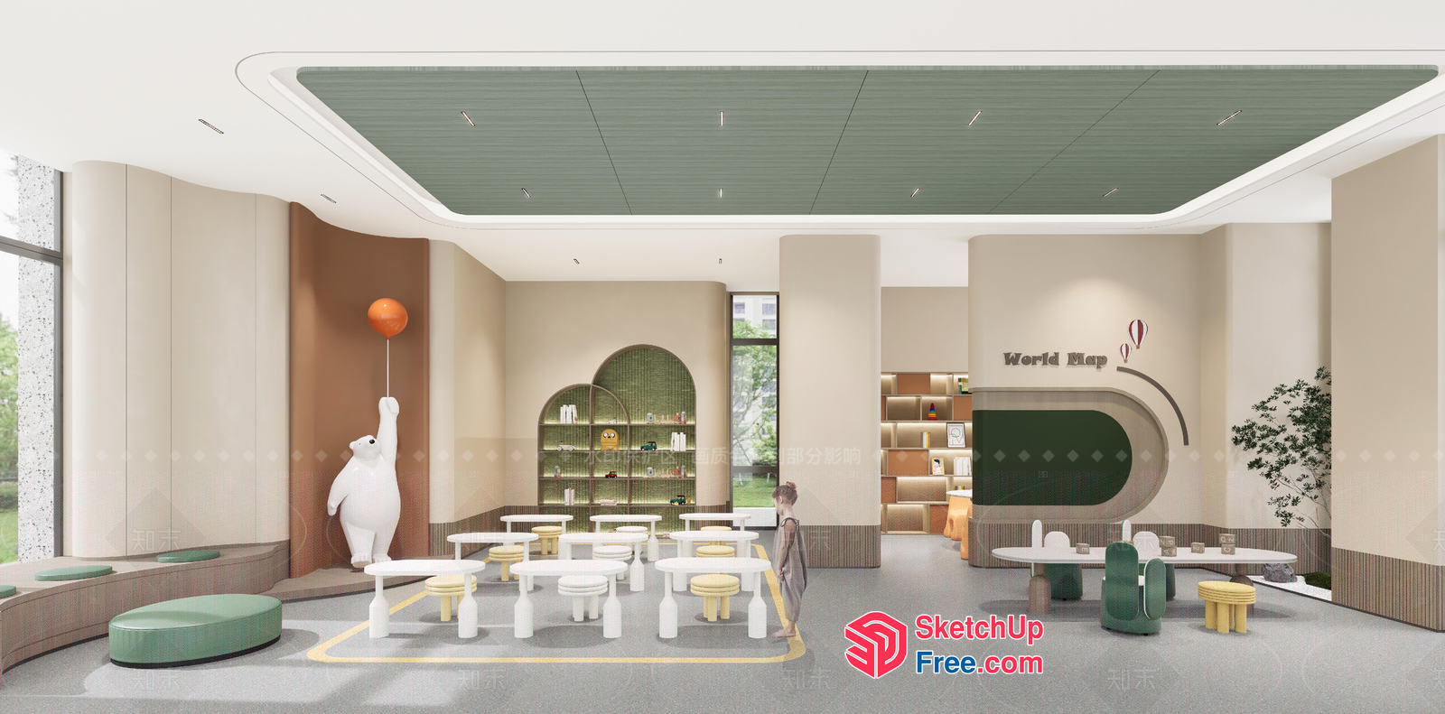 Modern Minimalist Kids' Playroom Interior 3D SketchUp File