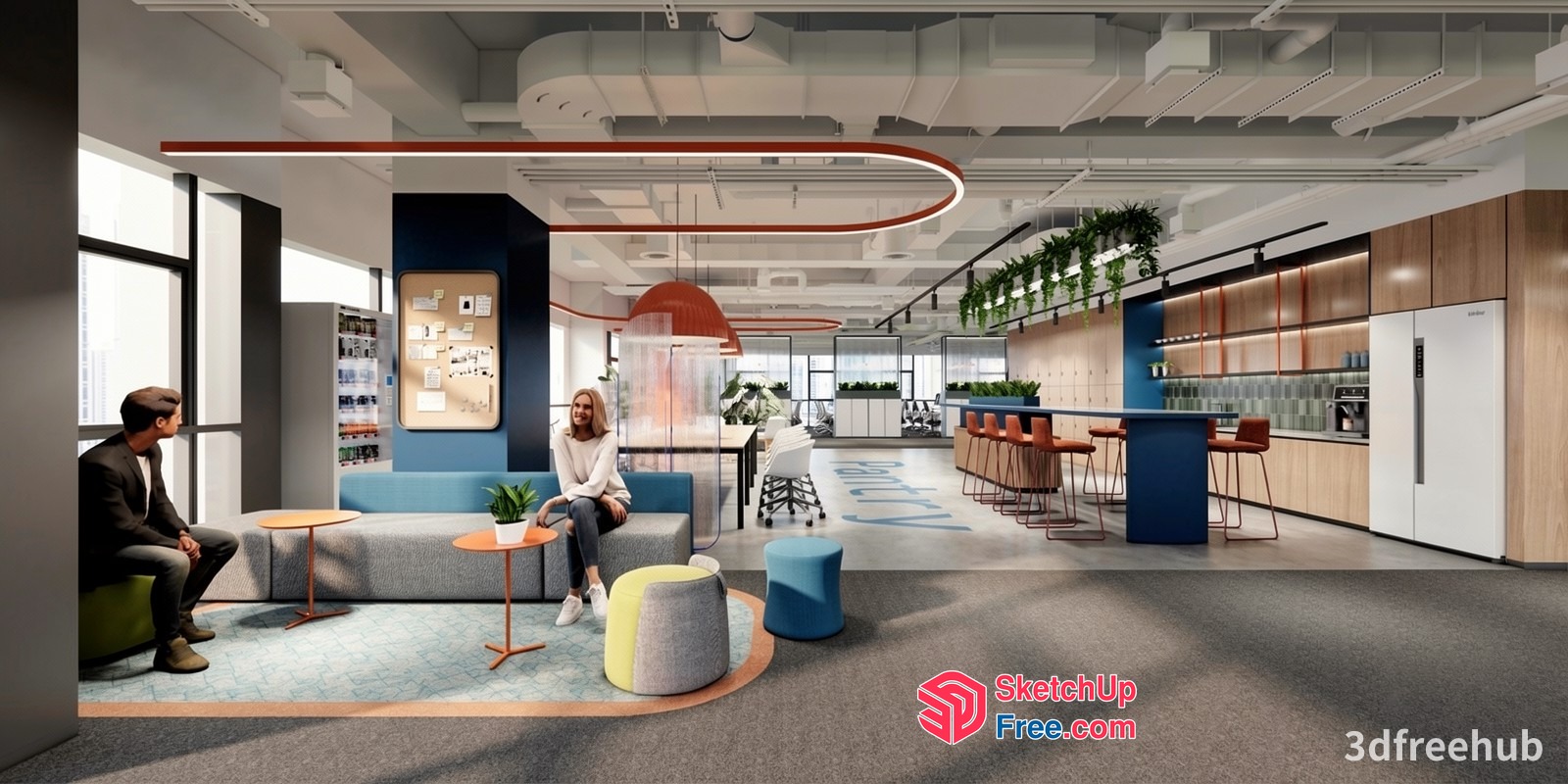 Modern Office Space With Comfortable Seating And Natural Light 3D SketchUp File