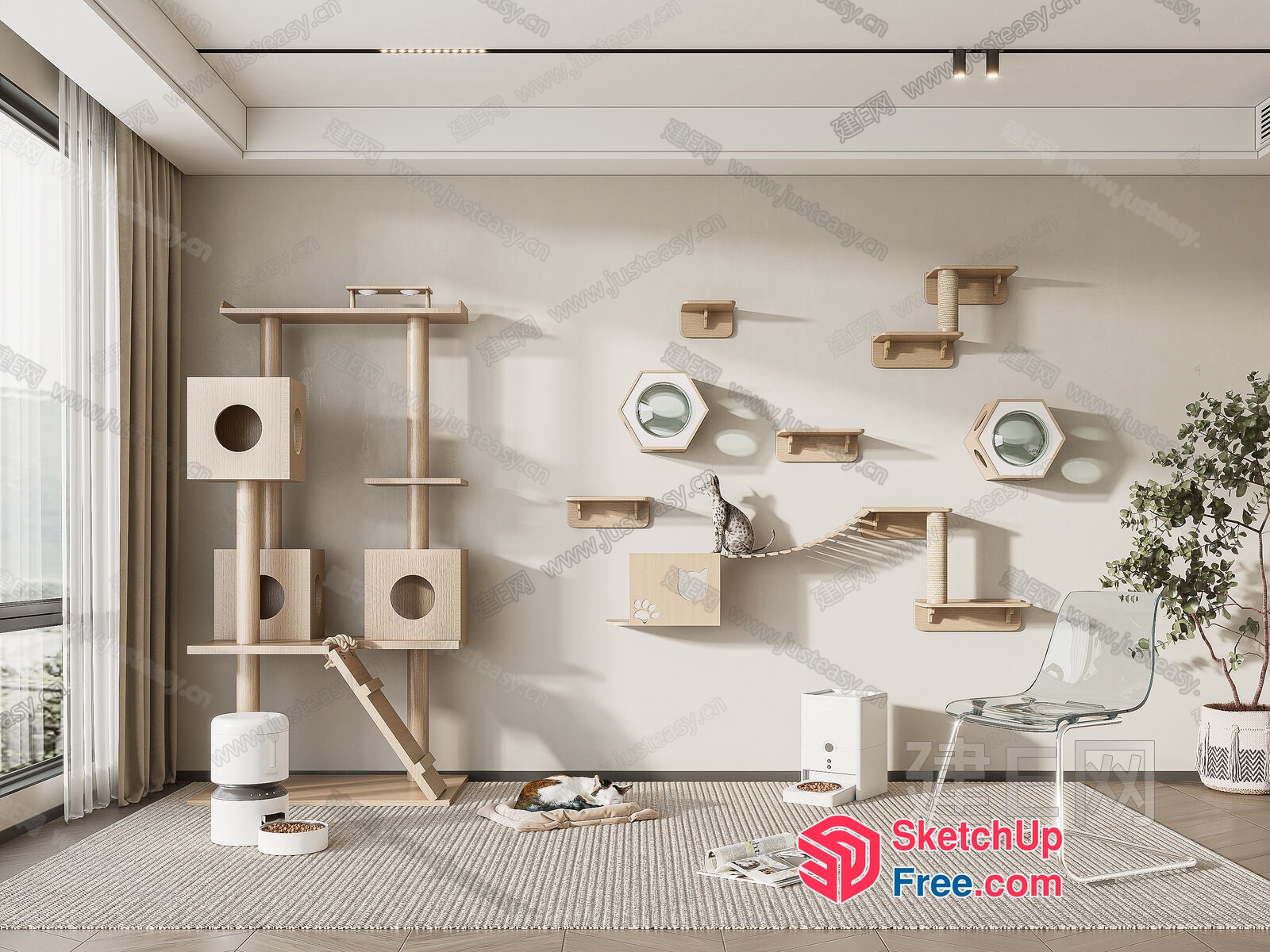 Modern Minimalist Cat Play Area 3D SketchUp File
