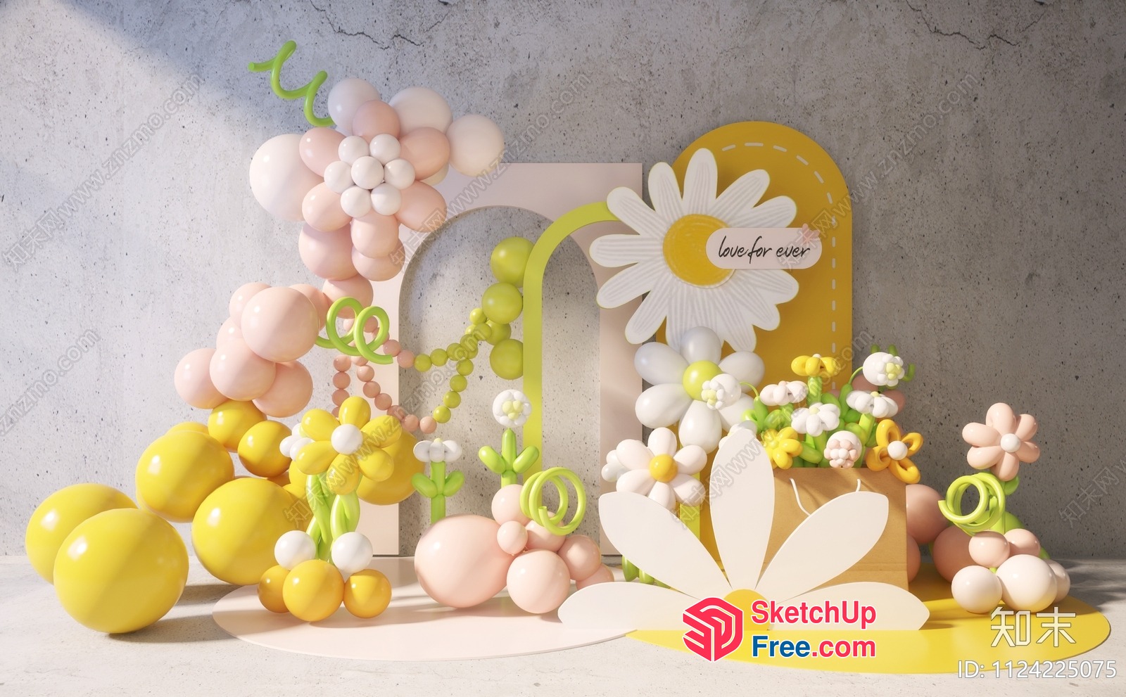 Vibrant Balloon And Flower Decorations 3D SketchUp File