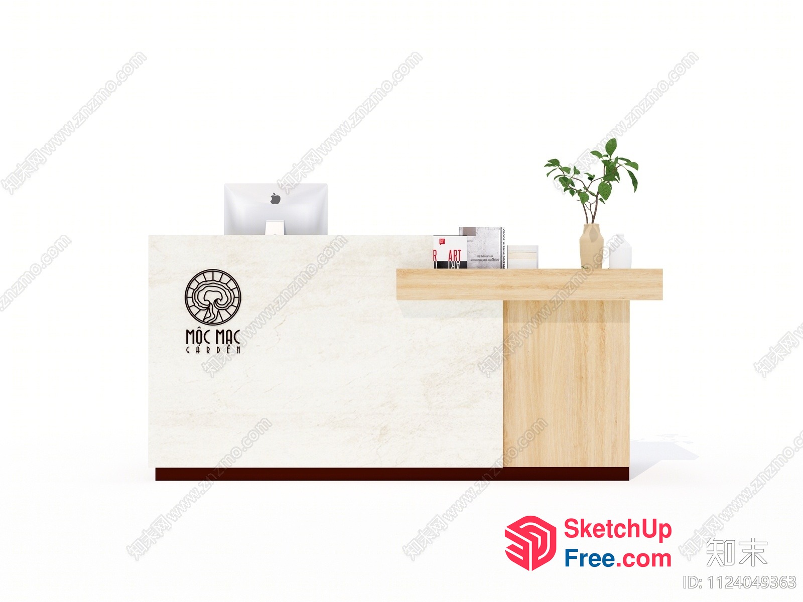 Reception Desk With Logo And Plant 3D SketchUp File