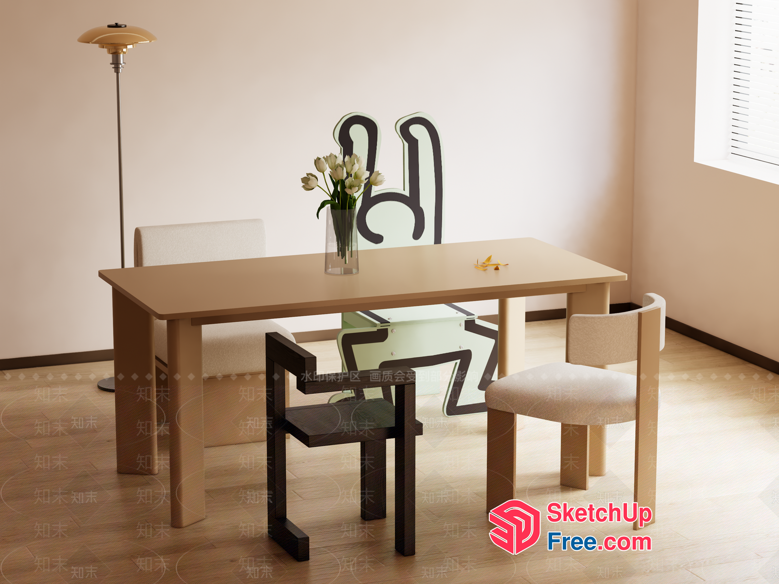 Simple Modern Dining Room Interior 3D SketchUp File