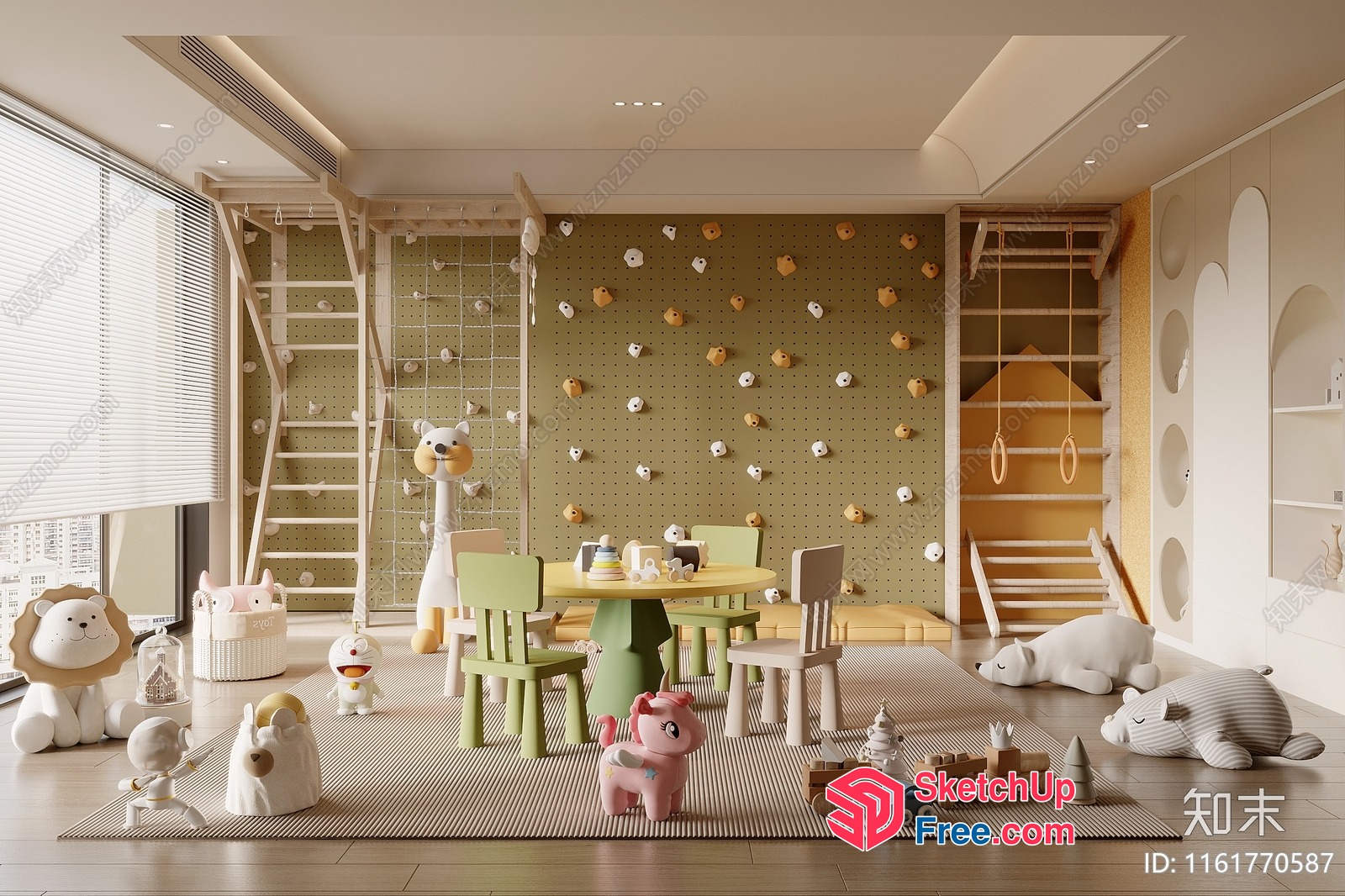 Modern Playroom With Animal Decor And Stair 3D SketchUp File