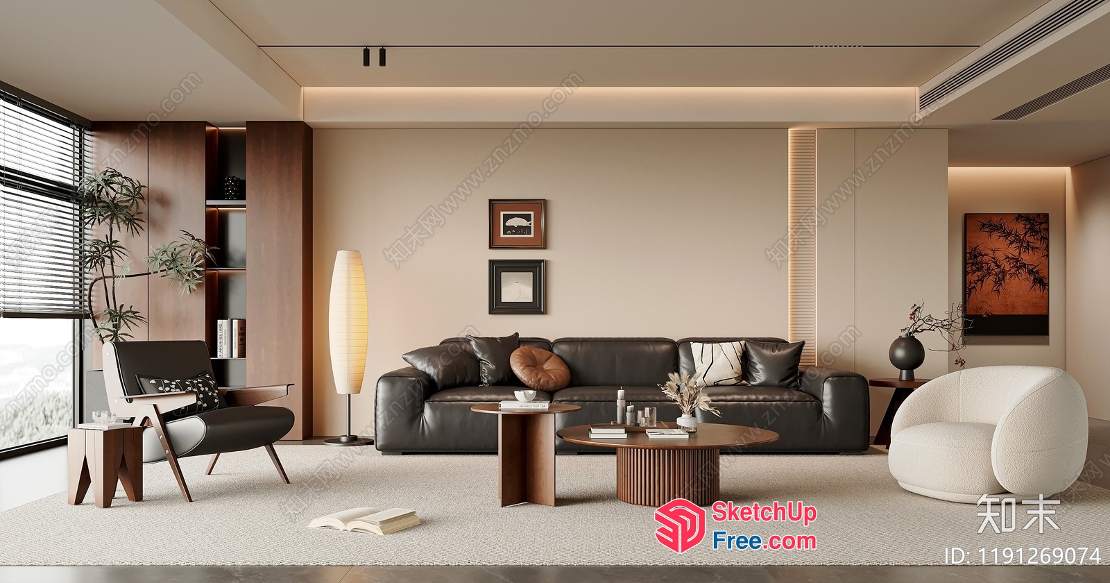 Modern Living Room With Sleek Furniture And Natural Light 3D SketchUp File