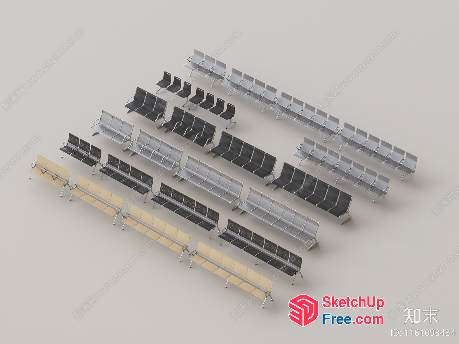 Modern Airport Seating Arrangement 3D SketchUp File