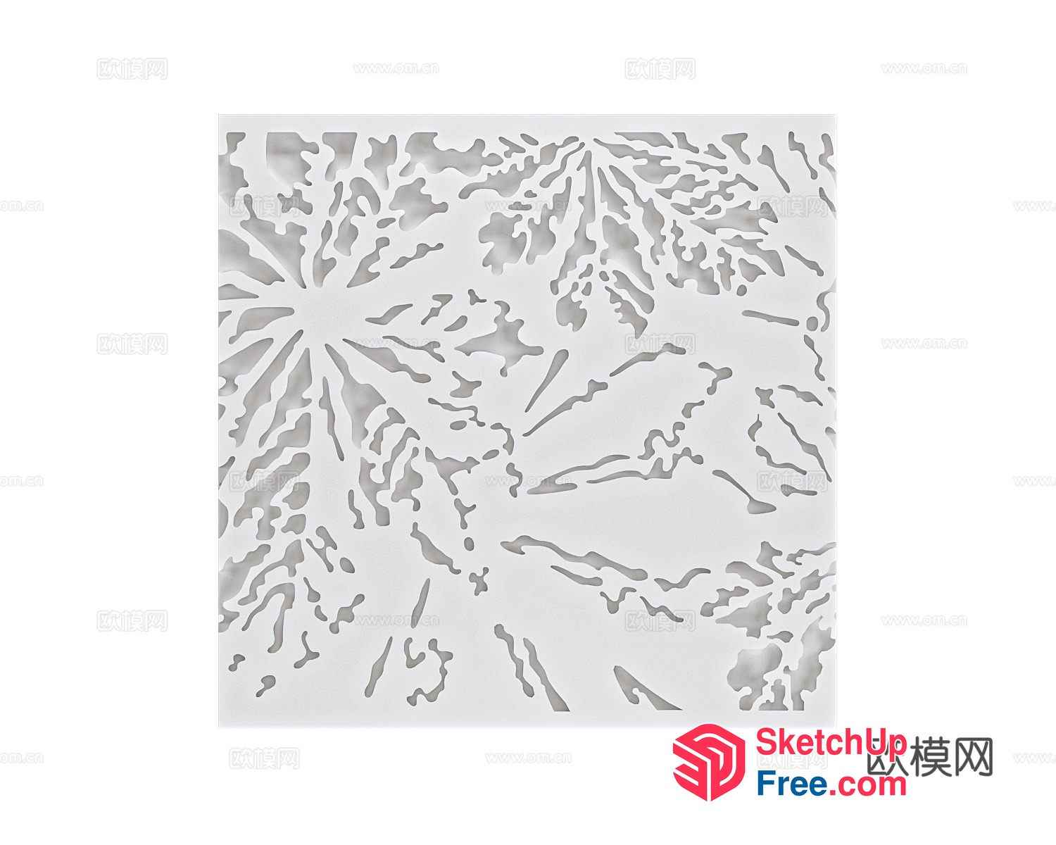 Intricate Carved Floral Design On White Background 3D SketchUp File