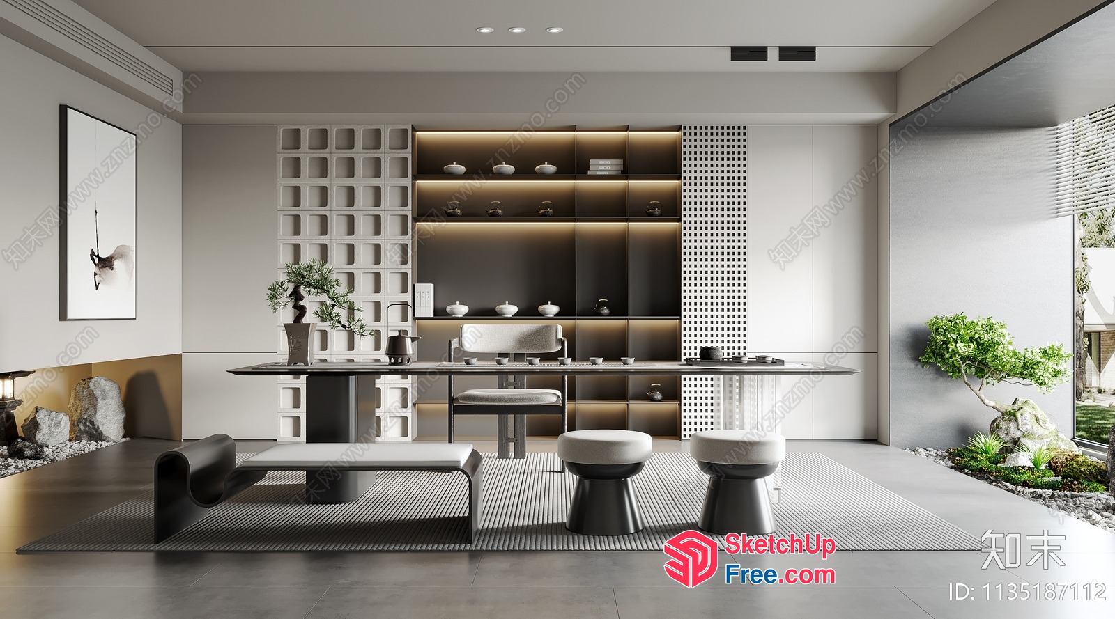 Minimalist Modern Japanese Decor Style Office 3D SketchUp File