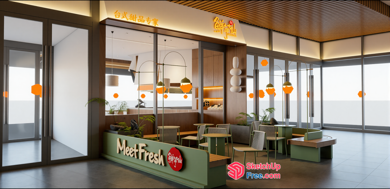 Meet Fresh Restaurant Interior 3D SketchUp File