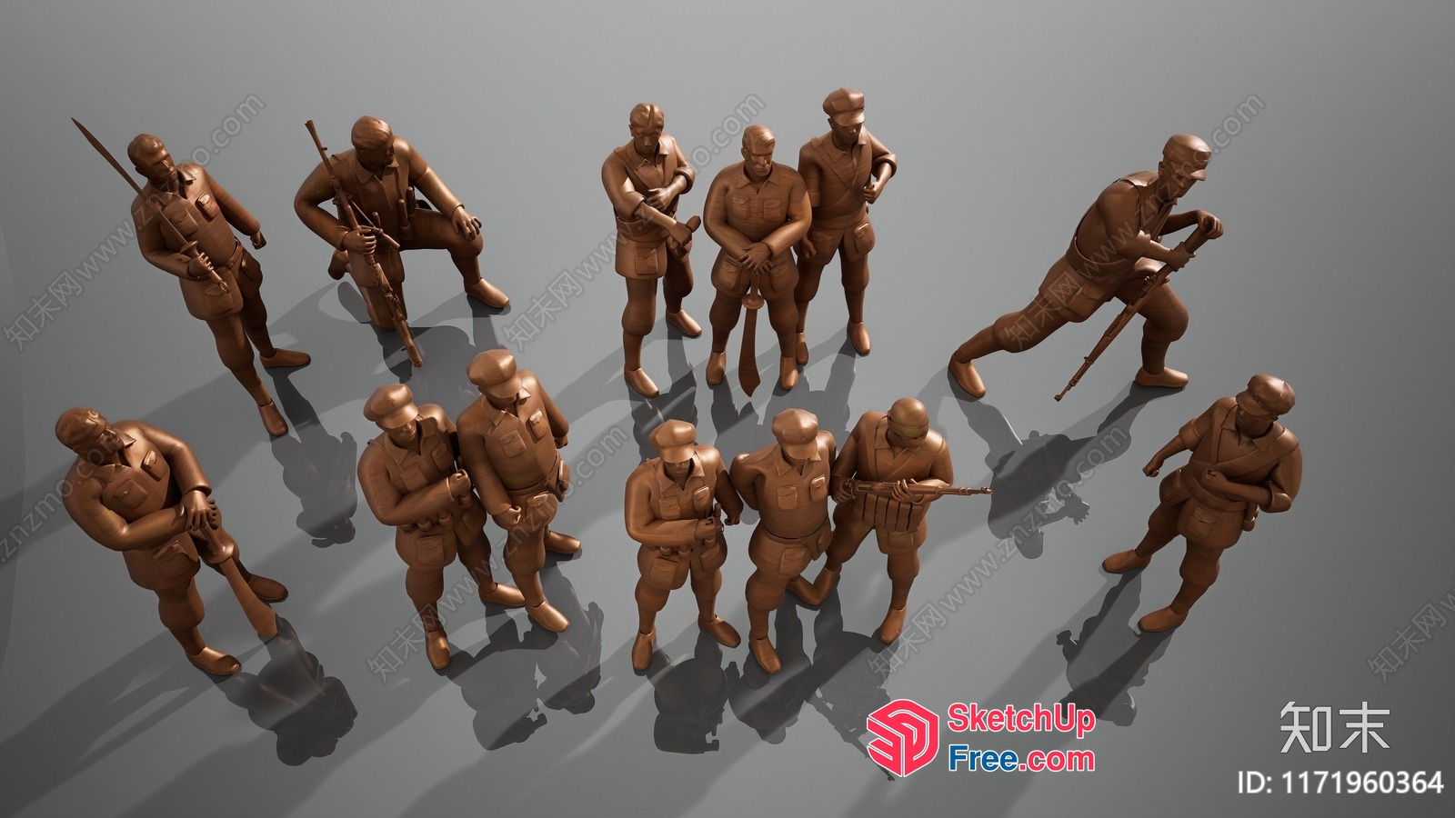 3D Model Of Soldiers Standing And Kneeling 3D SketchUp File