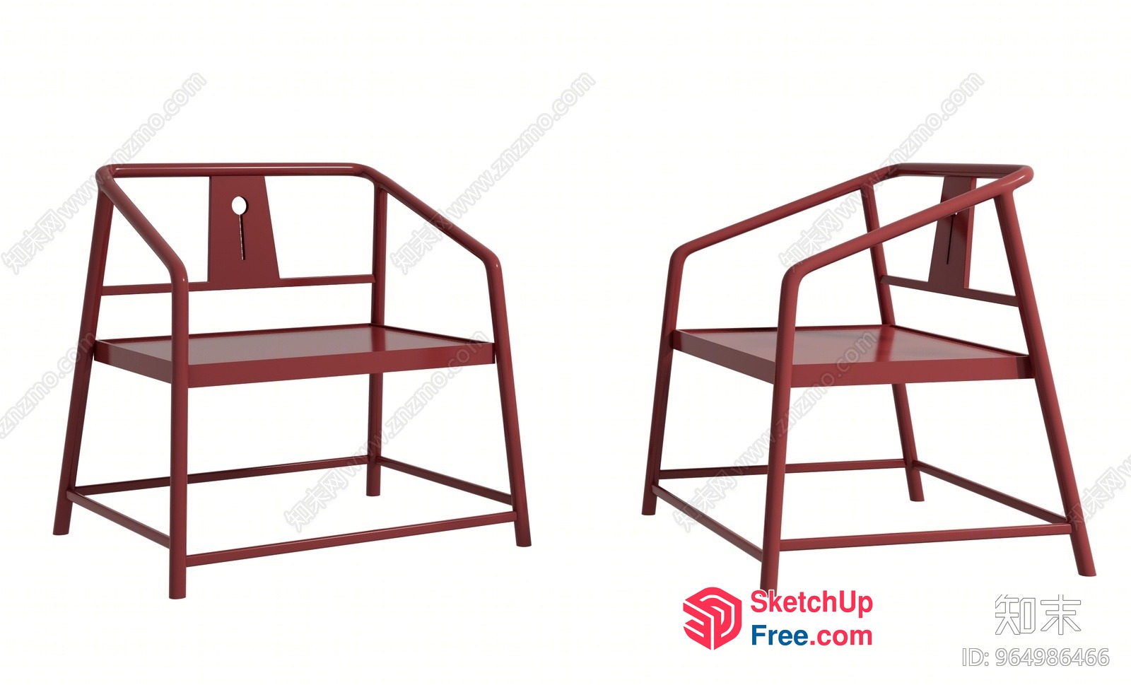 Red Metal Frame Chairs 3D SketchUp File