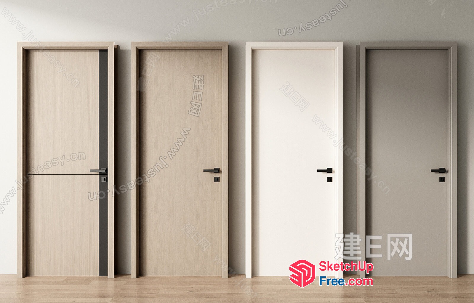 Four Doors In A Row 3D SketchUp File