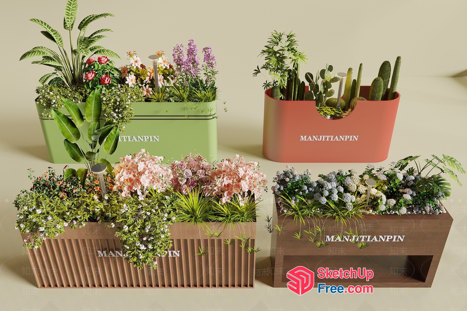 Modern Indoor Planters For Urban Gardens 3D SketchUp File