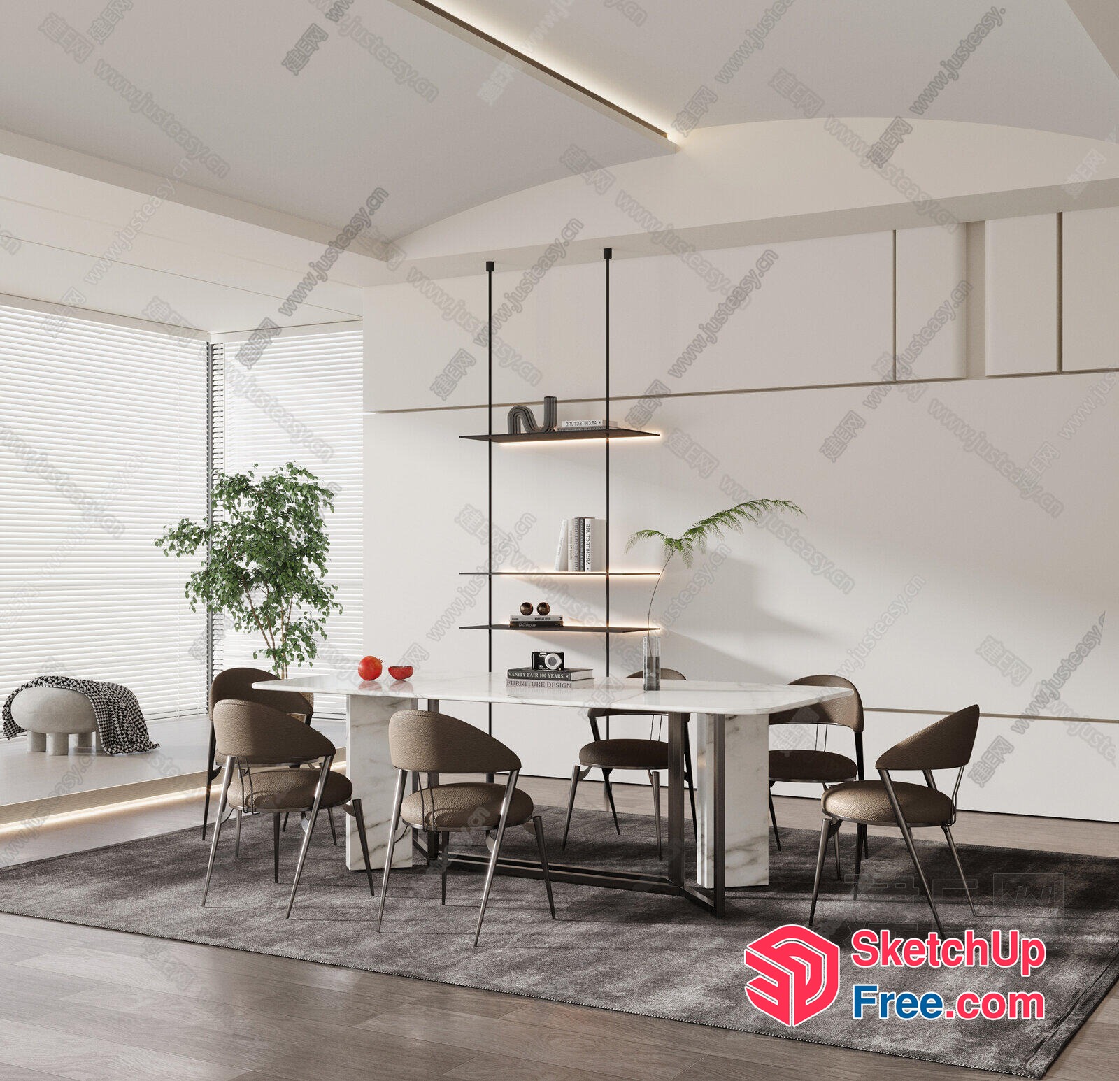 Modern Minimalist Dining Room With Sleek White Table 3D SketchUp File