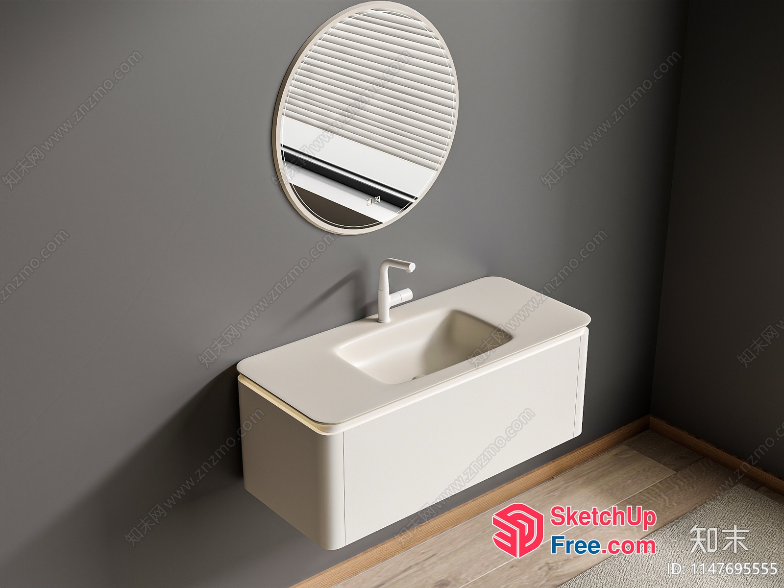 Modern Bathroom Sink And Mirror 3D SketchUp File
