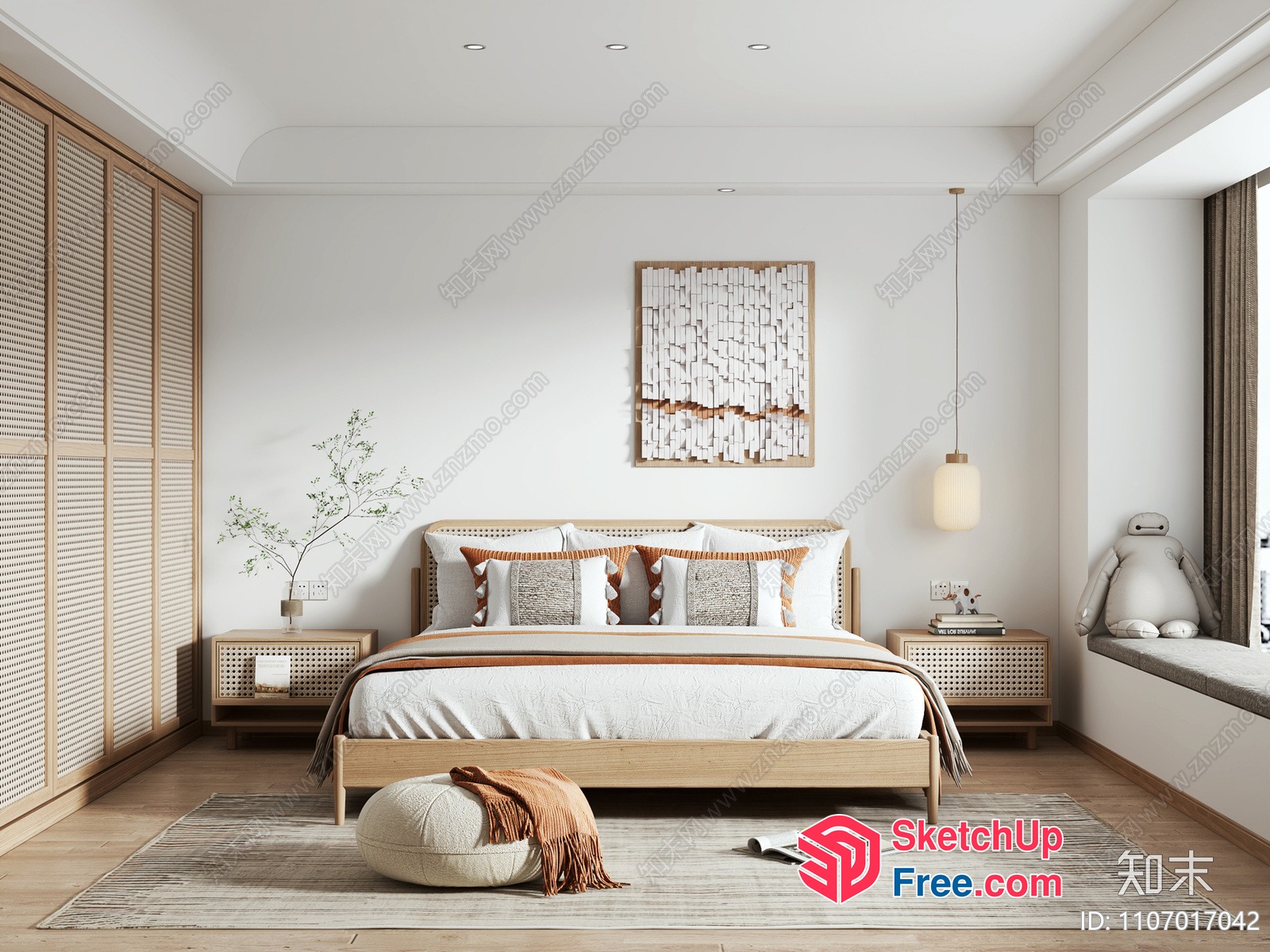 Japanese Style Minimalist Bedroom 3D SketchUp File