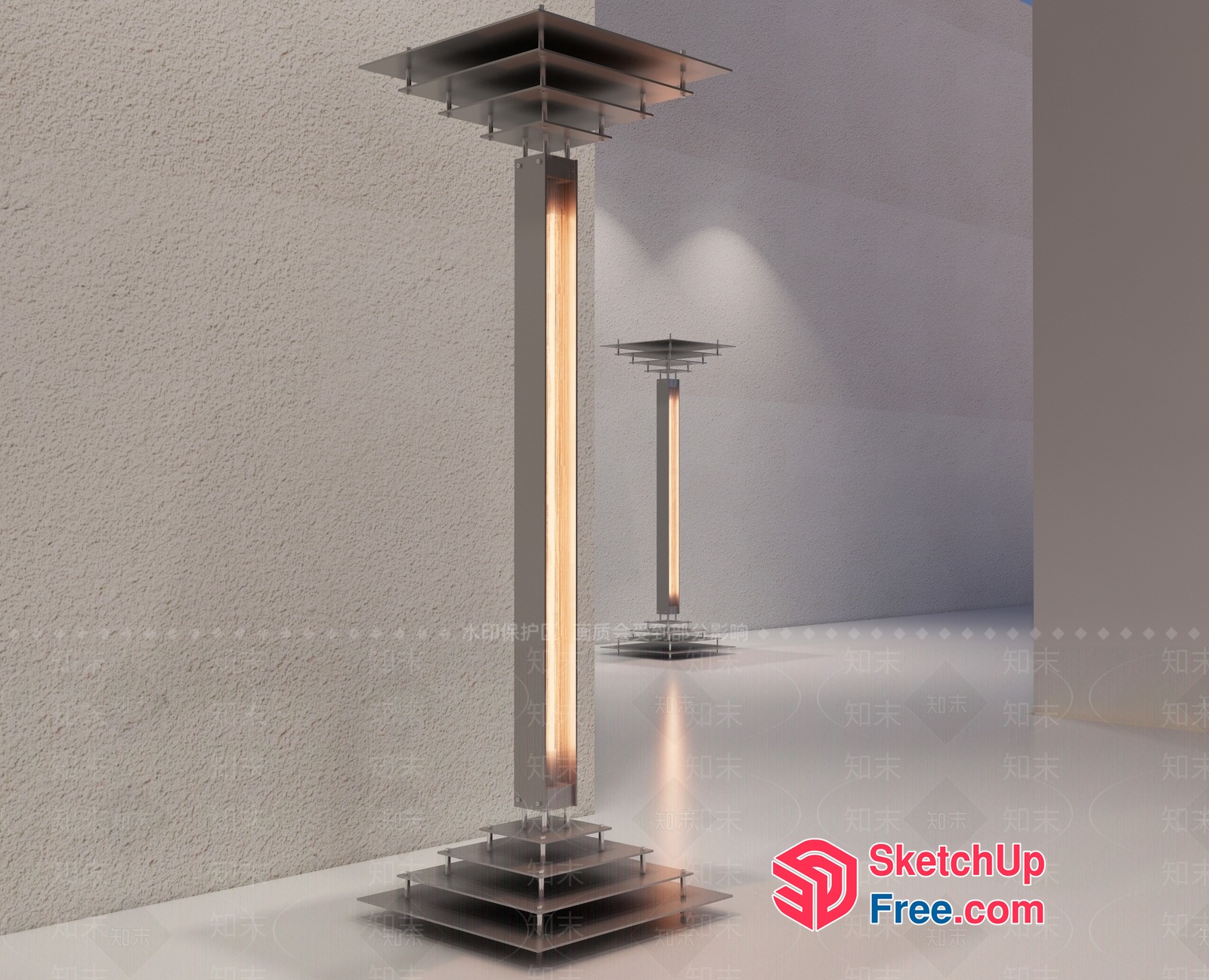 Modern Minimalist Pillar Lighting 3D SketchUp File