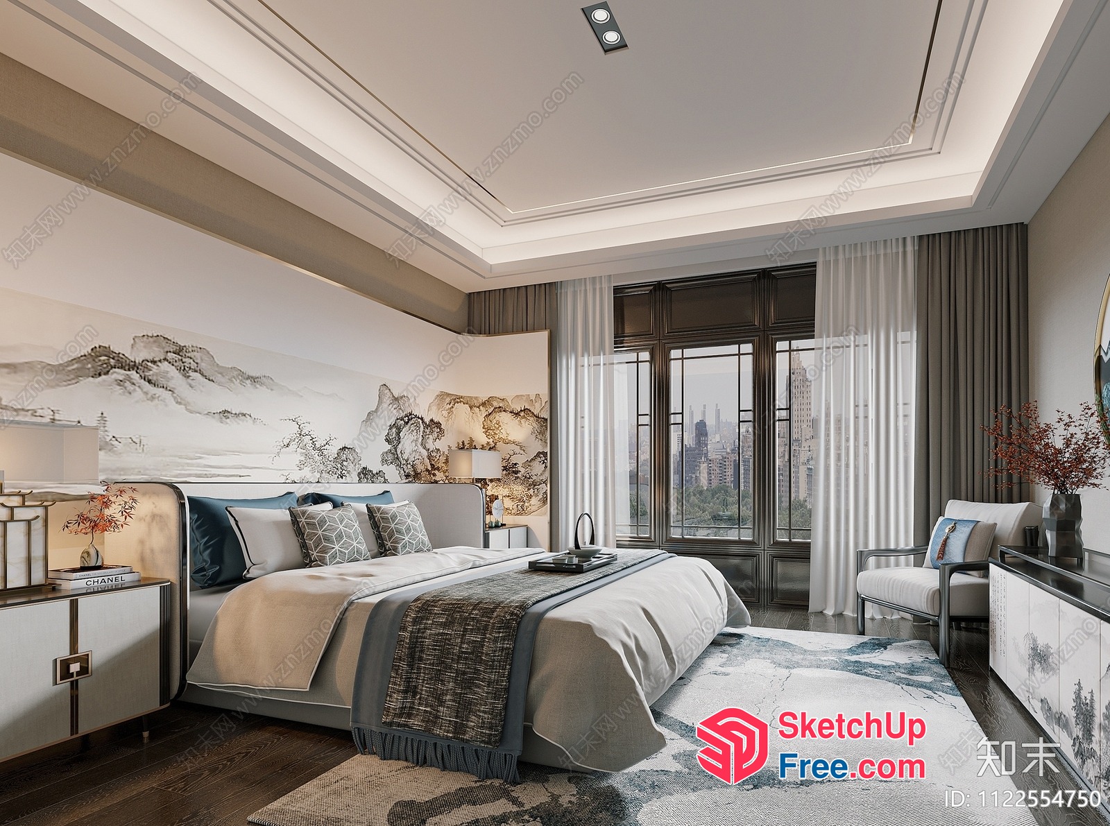 Elegant And Modern Bedroom Interior 3D SketchUp File