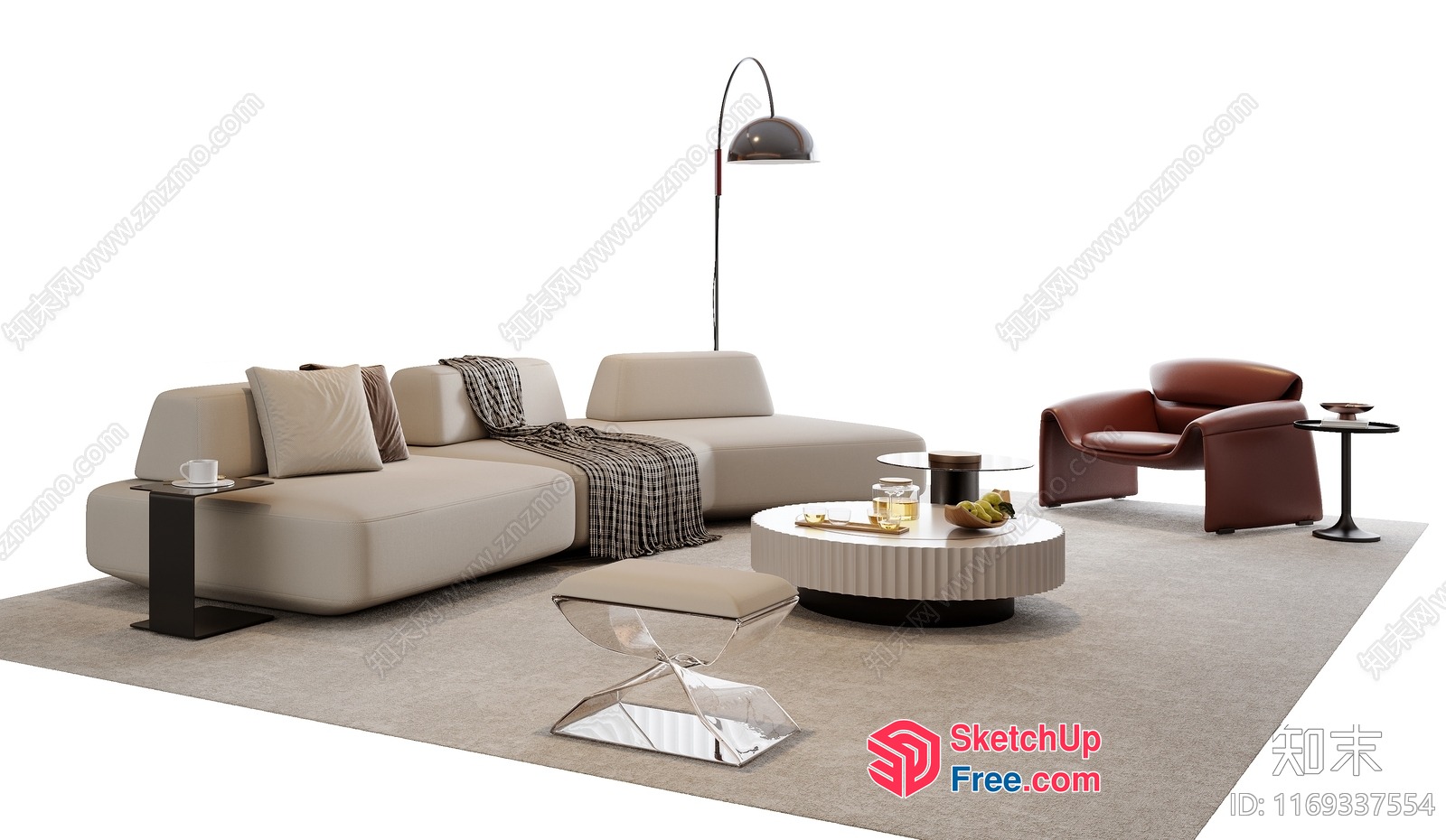 Modern Living Room Furniture Set 3D SketchUp File