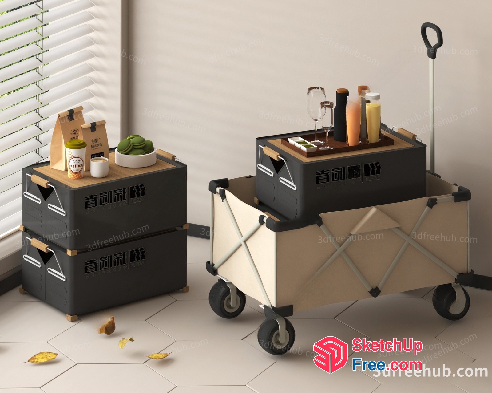 Storage Boxes And Cart For Home Organization 3D SketchUp File