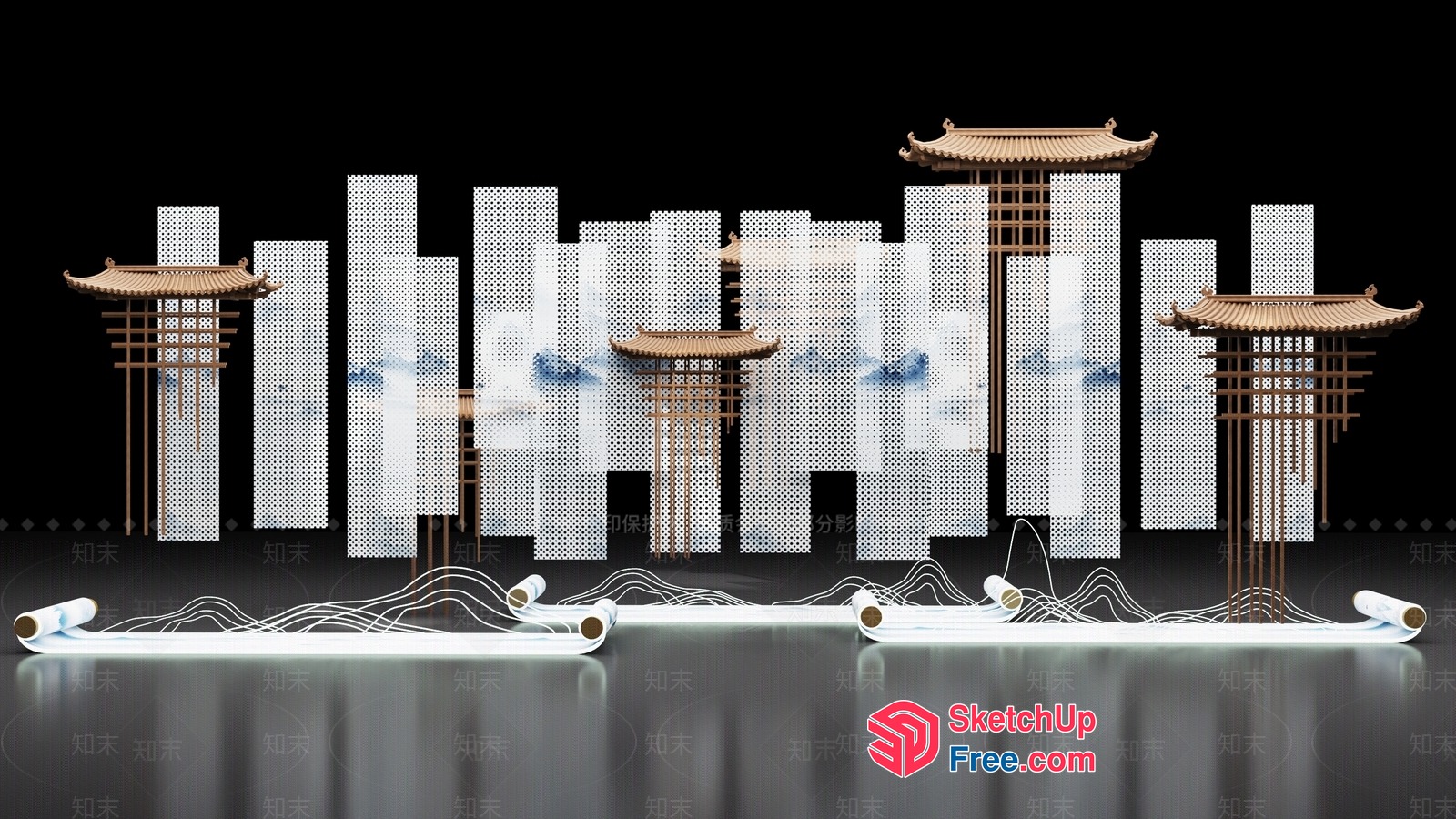 Traditional Asian Architecture Design Elements 3D SketchUp File