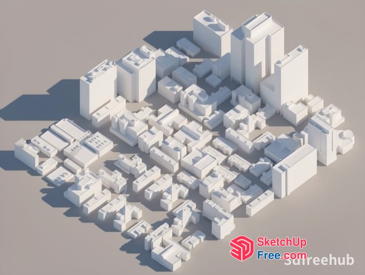 3D White City Blocks 3D SketchUp File