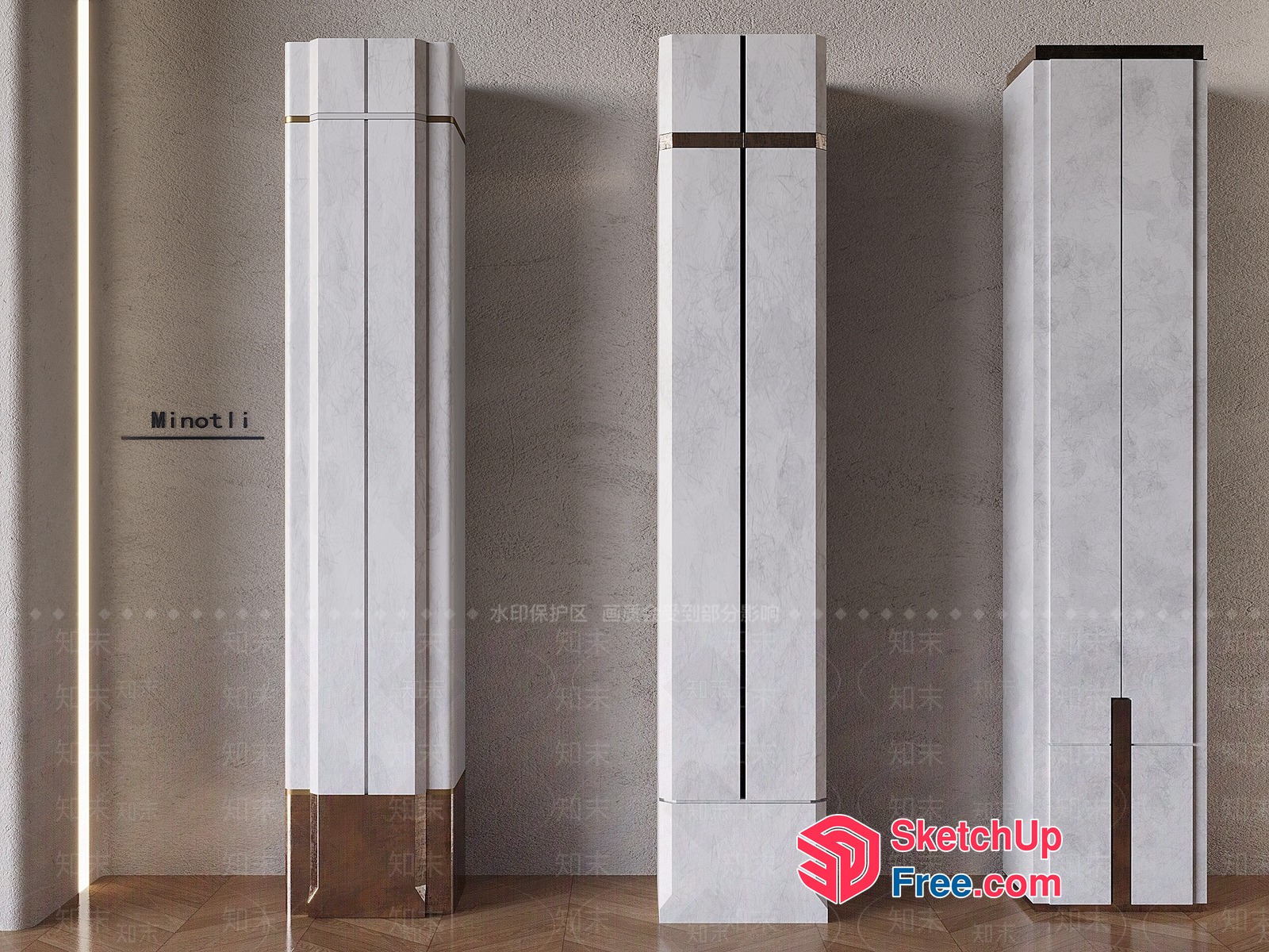 Pillars In A Modern Interior Design 3D SketchUp File