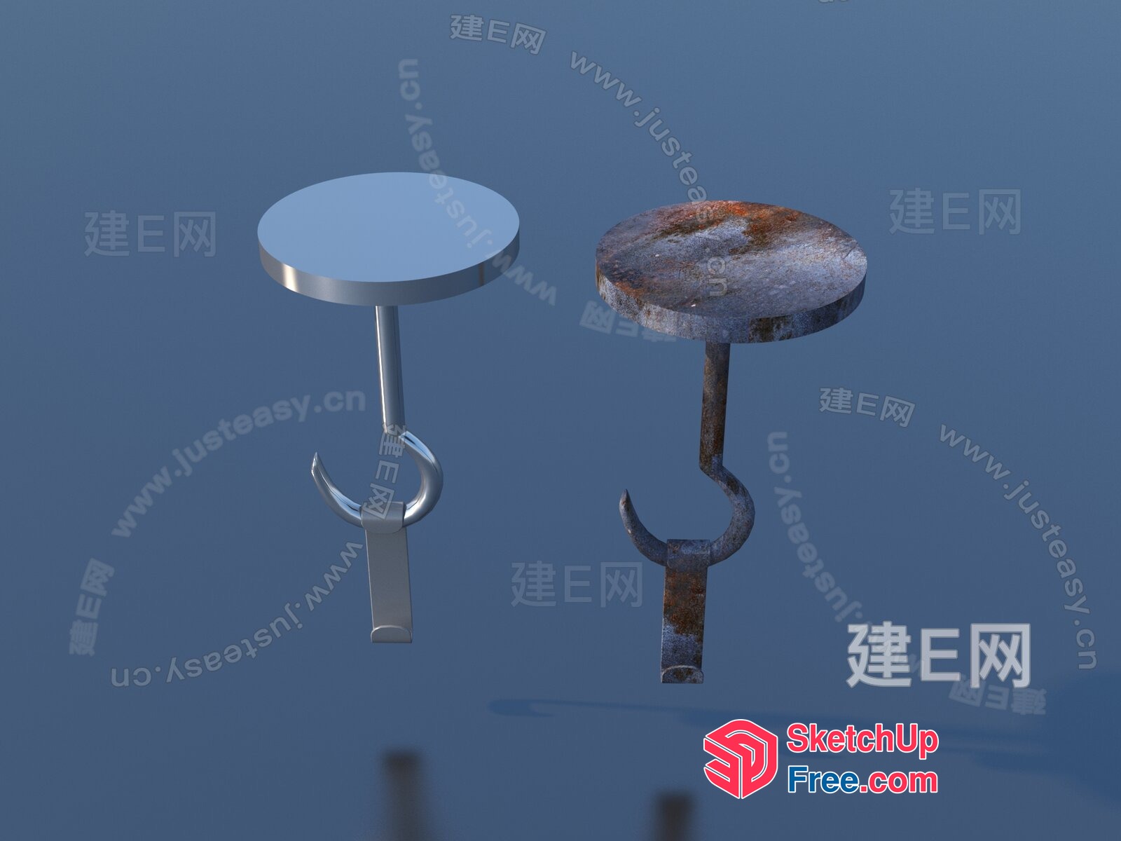 Two Small Tables With Metal Hooks 3D SketchUp File