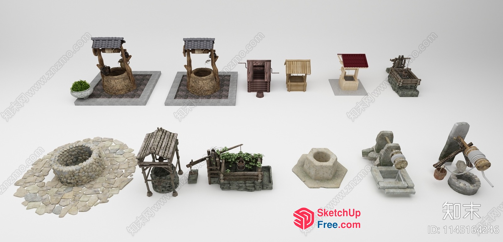 Traditional Well And Water Pump Collection 3D SketchUp File