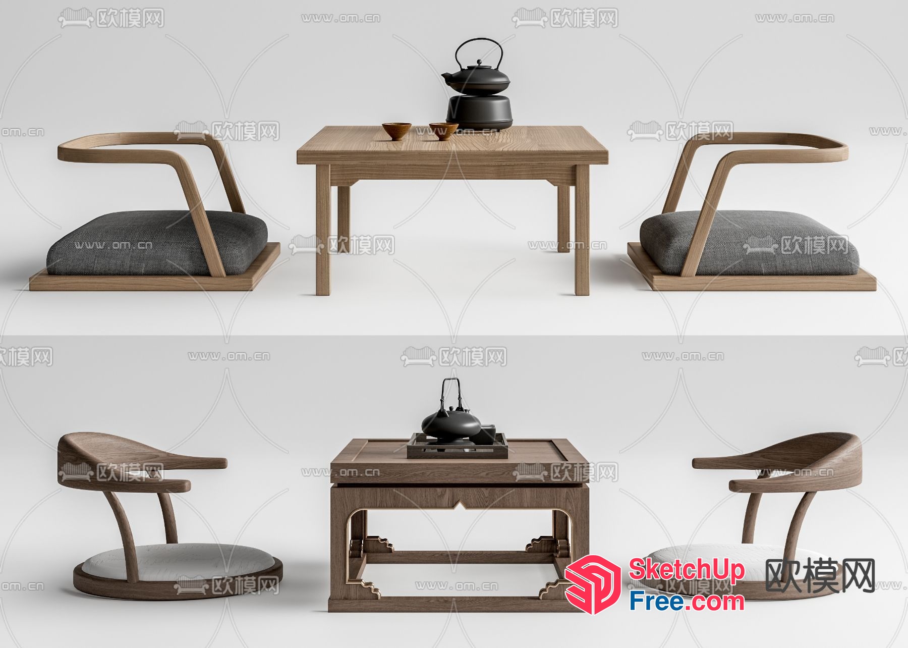 Traditional Japanese Tea Room Furniture Set 3D SketchUp File