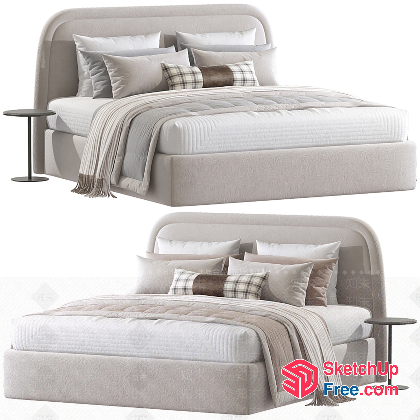 Elegant Modern Bed Set With Pillows And Side Tables 3D SketchUp File