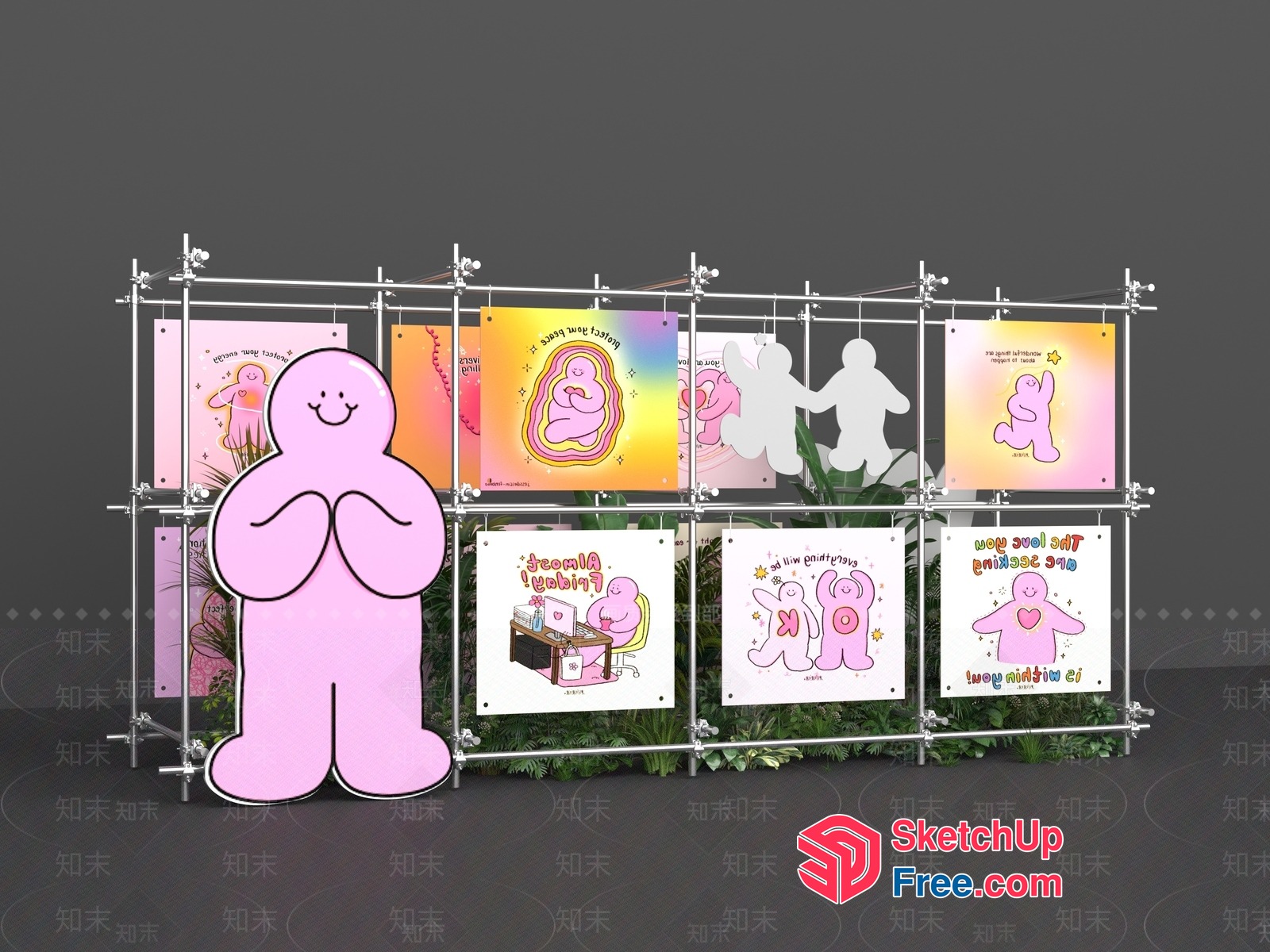 Colorful Cartoon Art Display 3D SketchUp File