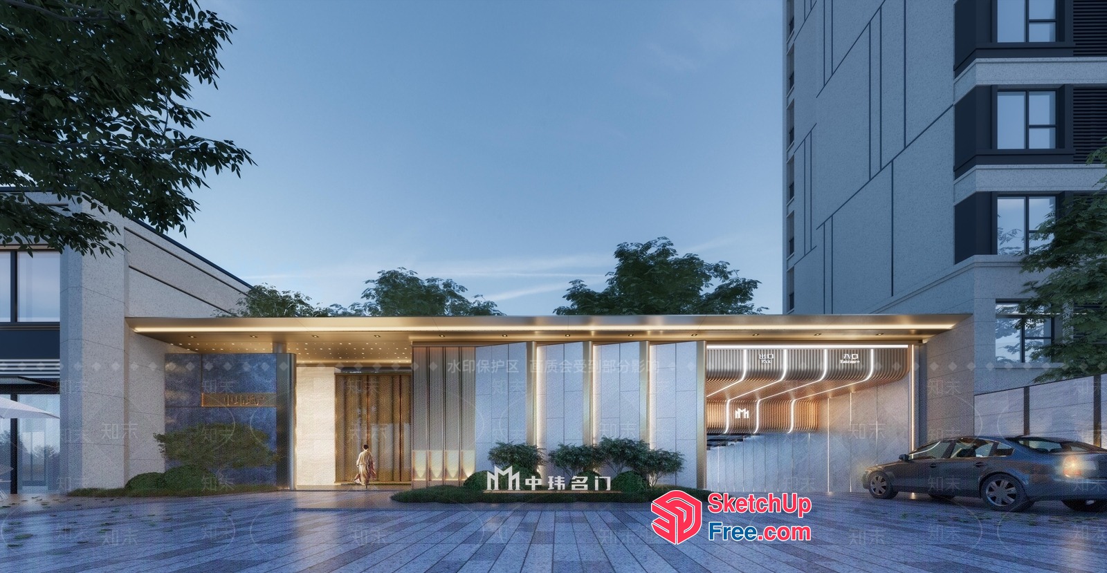 Modern Commercial Street Cladding 3D SketchUp File