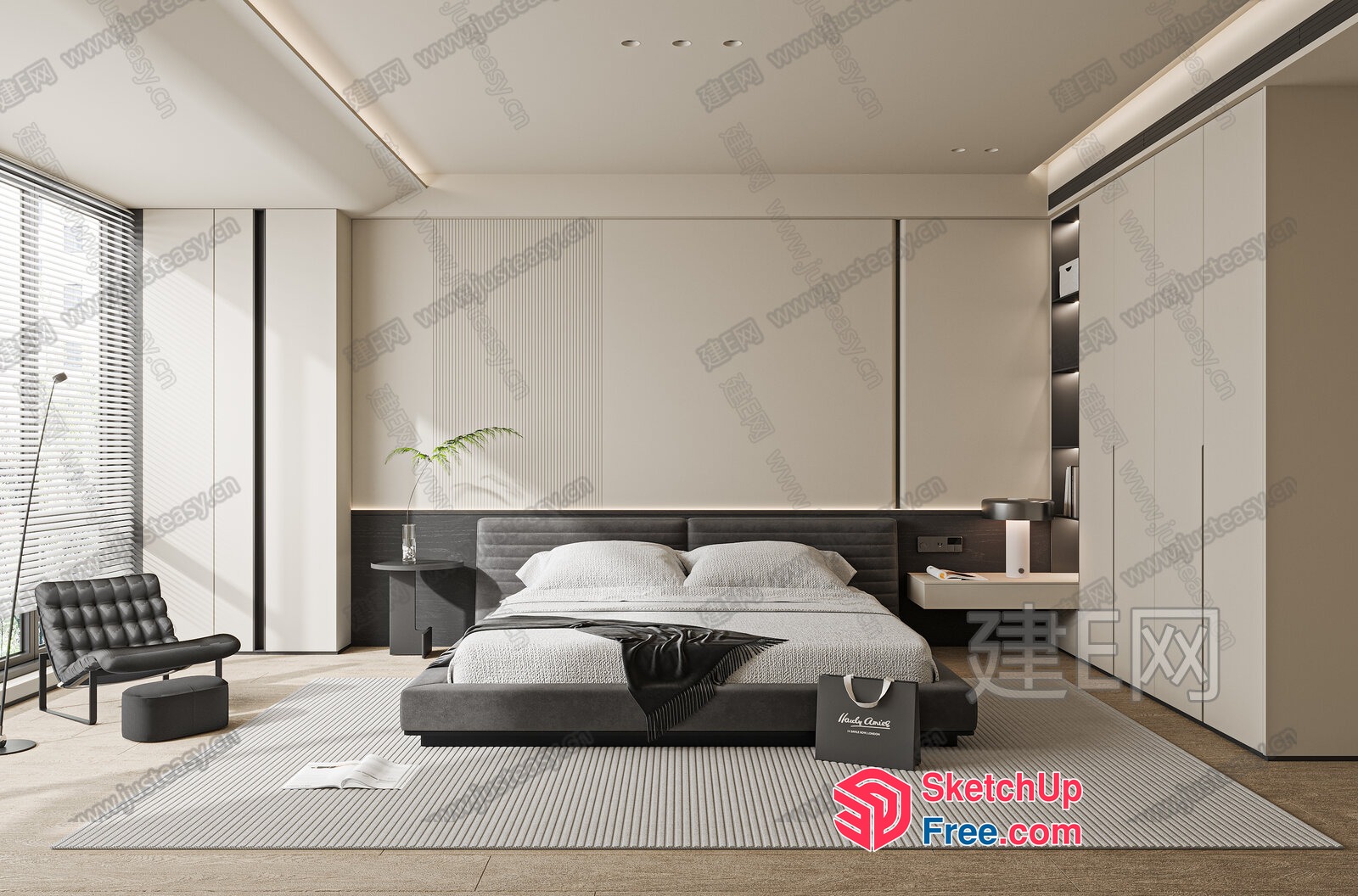 Modern Minimalist Bedroom Interior 3D SketchUp File