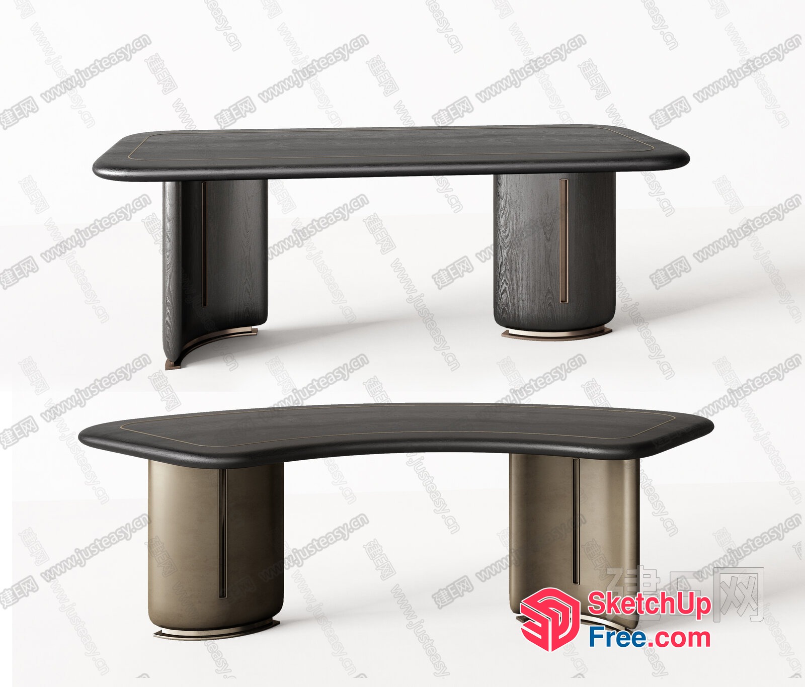 Modern Curved Edge Table 3D SketchUp File