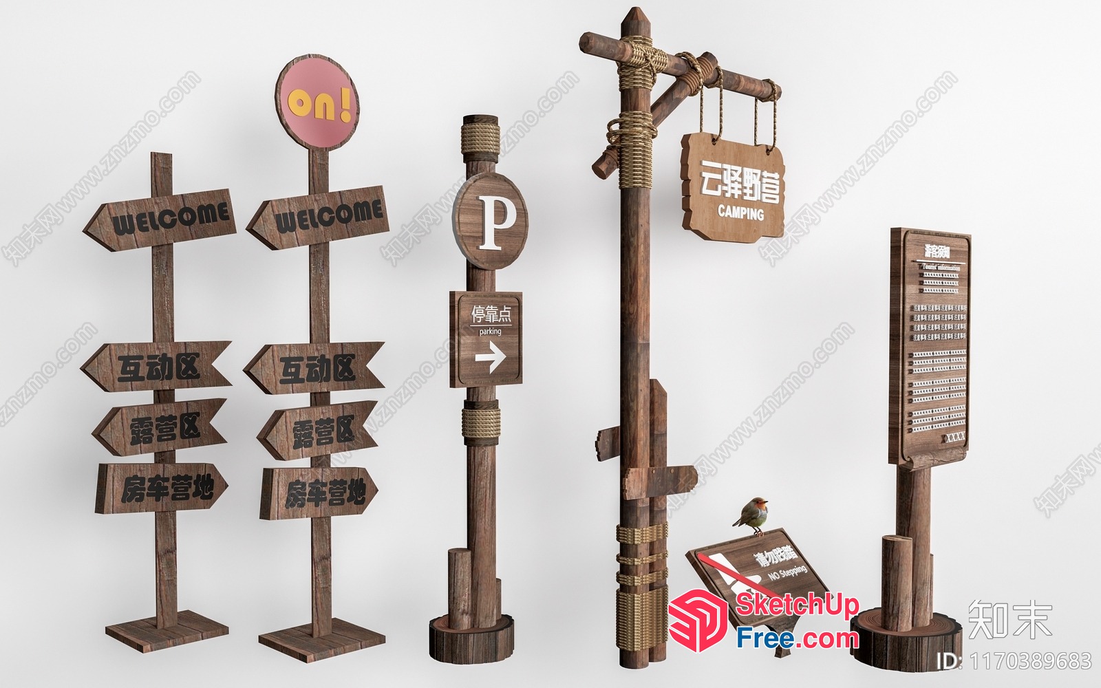 Wooden Signposts In Various Styles 3D SketchUp File