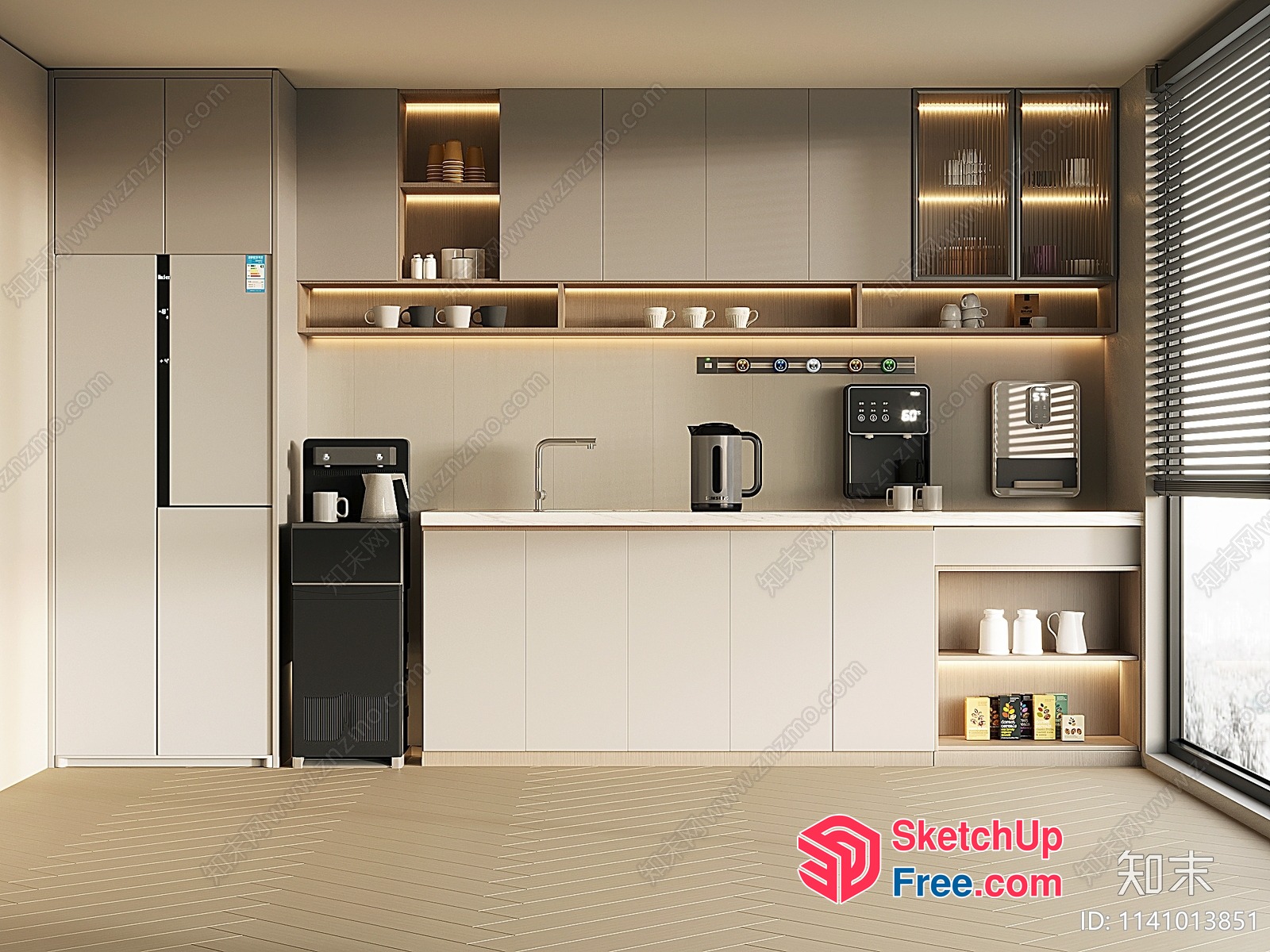 Modern Kitchen With Stainless Steel Appliances And White Cabinets 3D SketchUp File