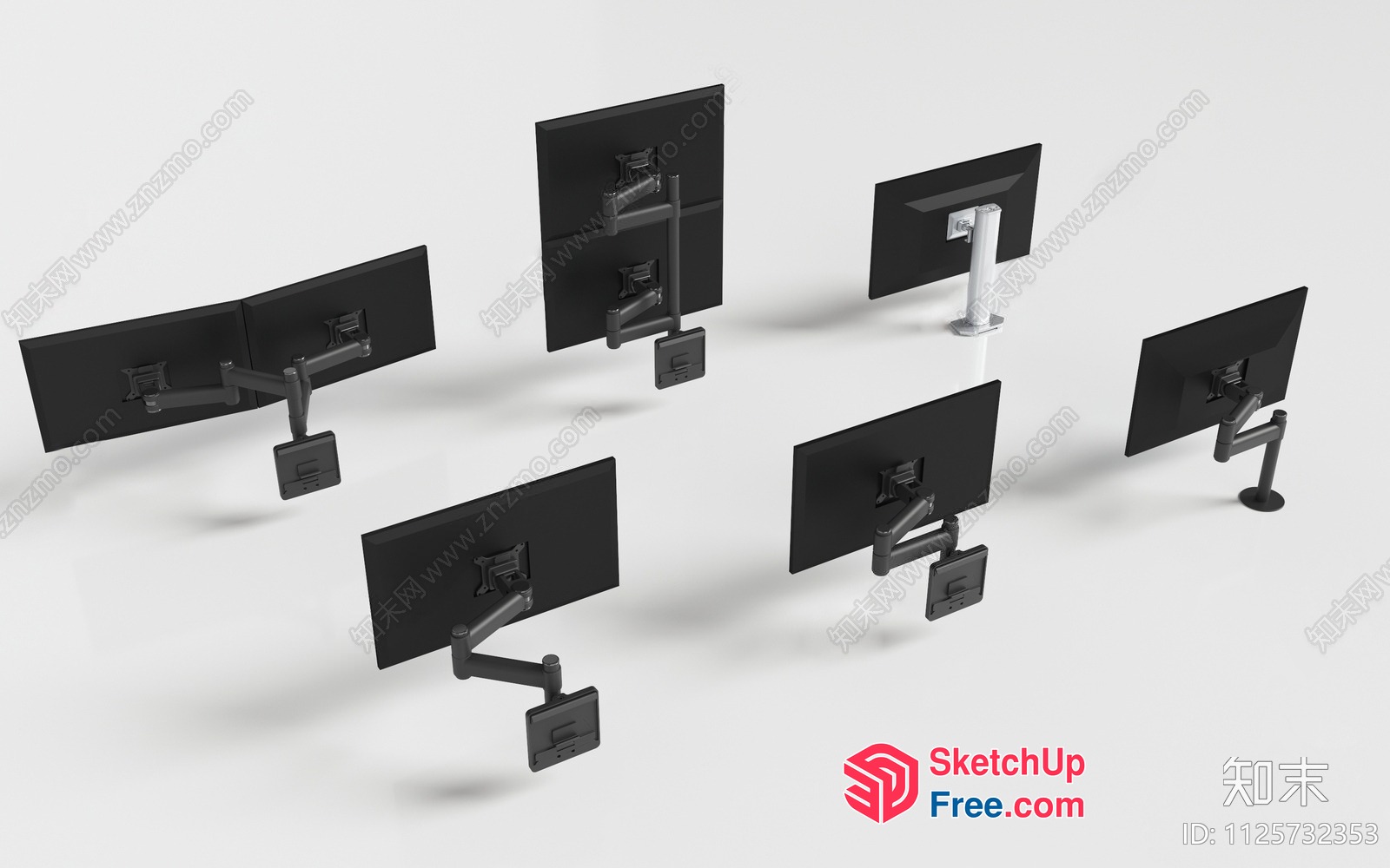 Computer Monitors In Various Mounting Configurations 3D SketchUp File