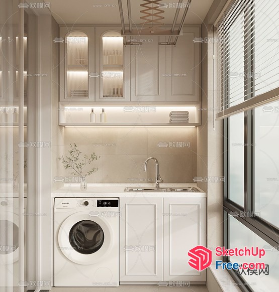Modern Minimalist Laundry Room 3D SketchUp File