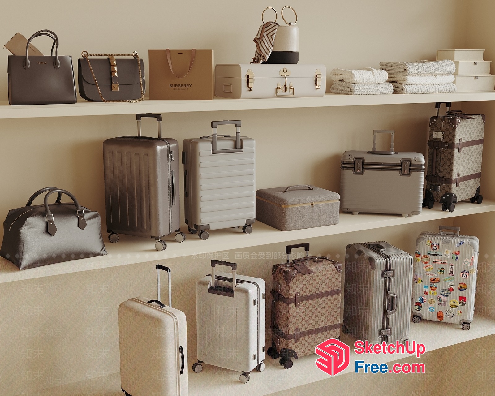 Luxurious Luggage Display 3D SketchUp File